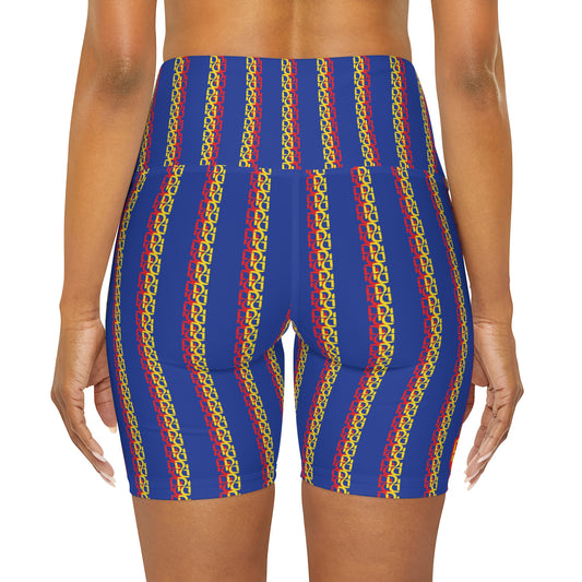 Phallacy Striped Designer High Waisted Yoga Shorts