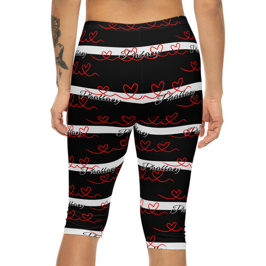 Phallacy Signature Striped Designer Capri Leggings