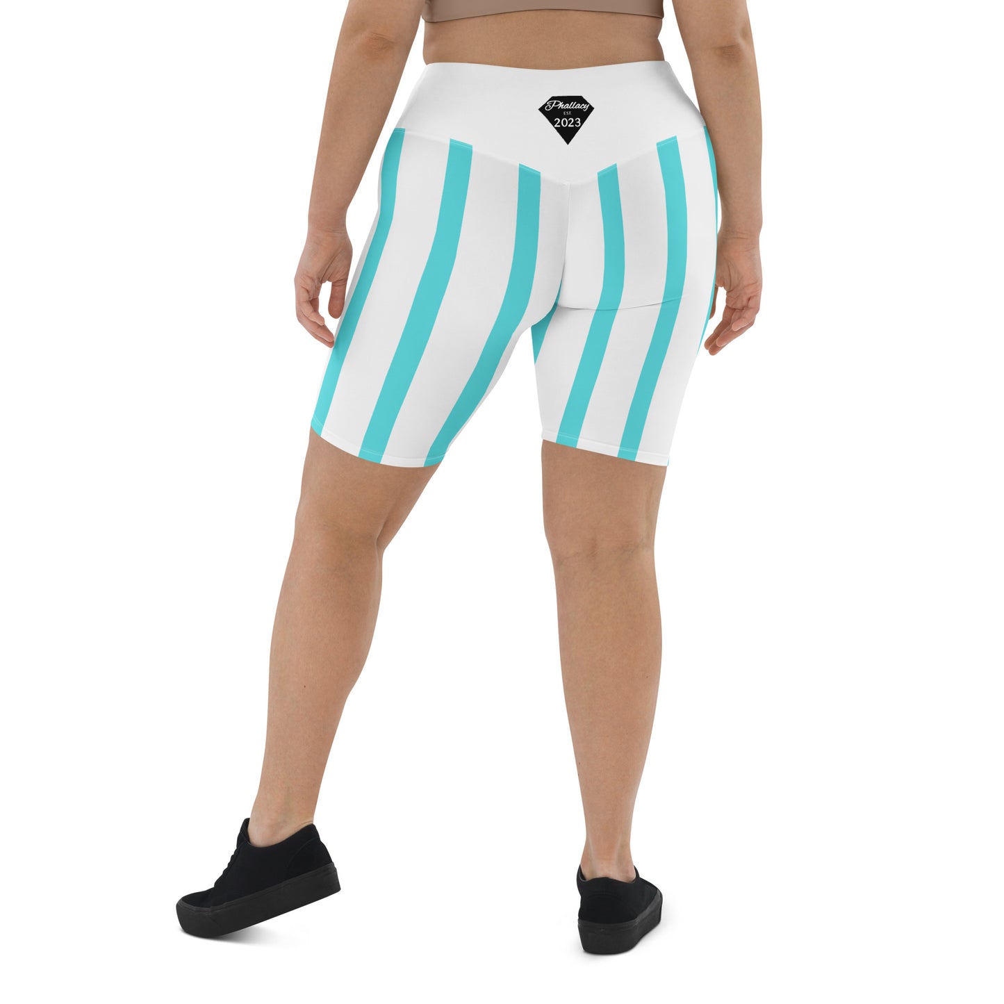 Phallacy Striped Designer Biker Shorts