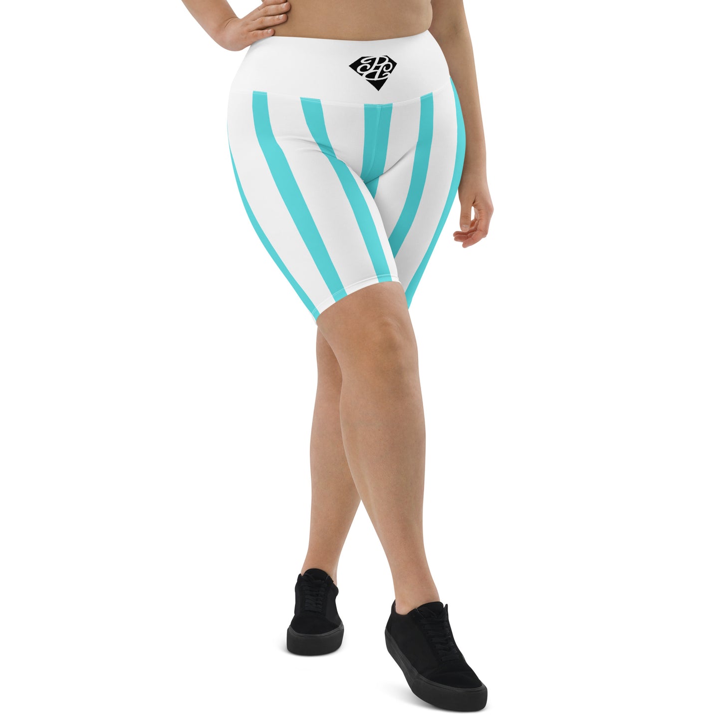 Phallacy Striped Designer Biker Shorts