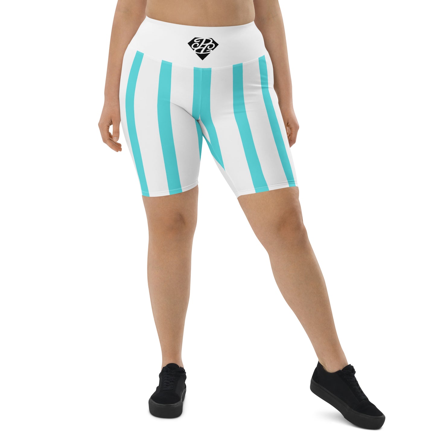 Phallacy Striped Designer Biker Shorts