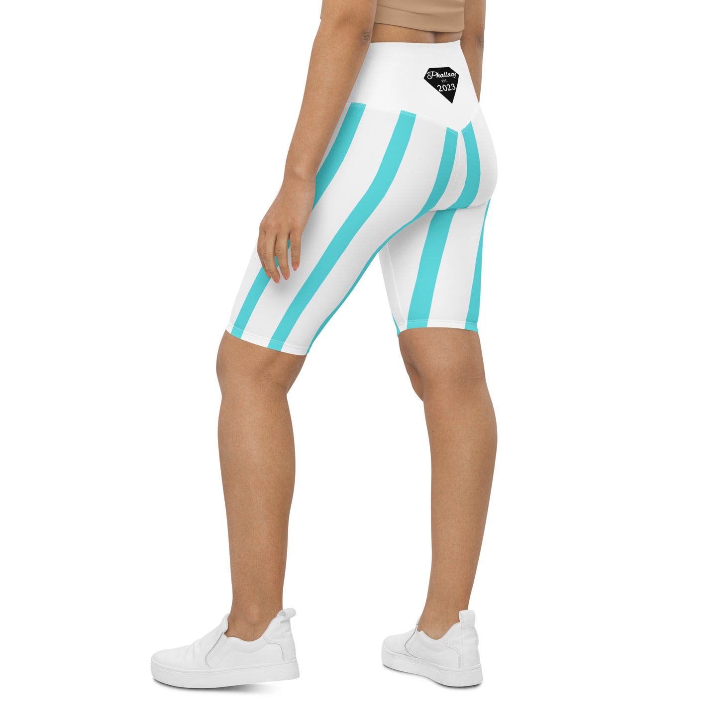 Phallacy Striped Designer Biker Shorts