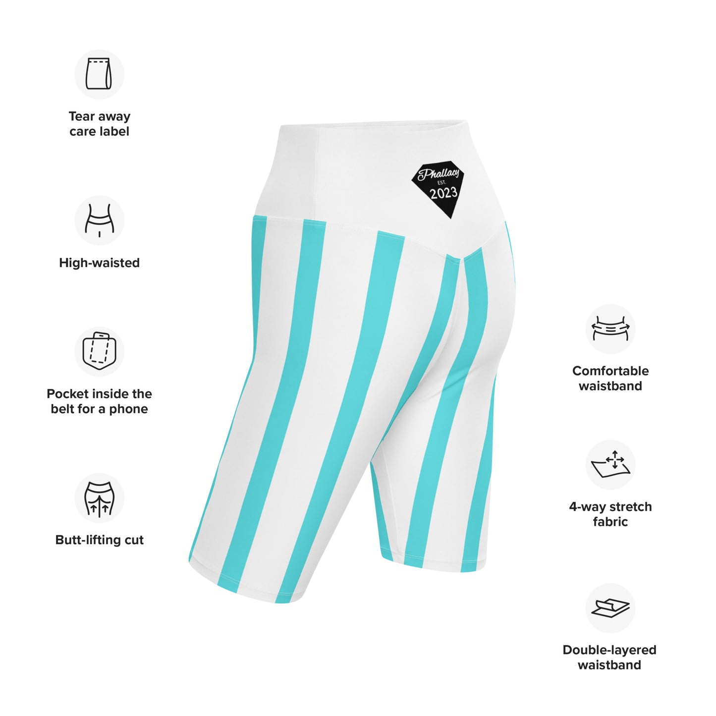 Phallacy Striped Designer Biker Shorts