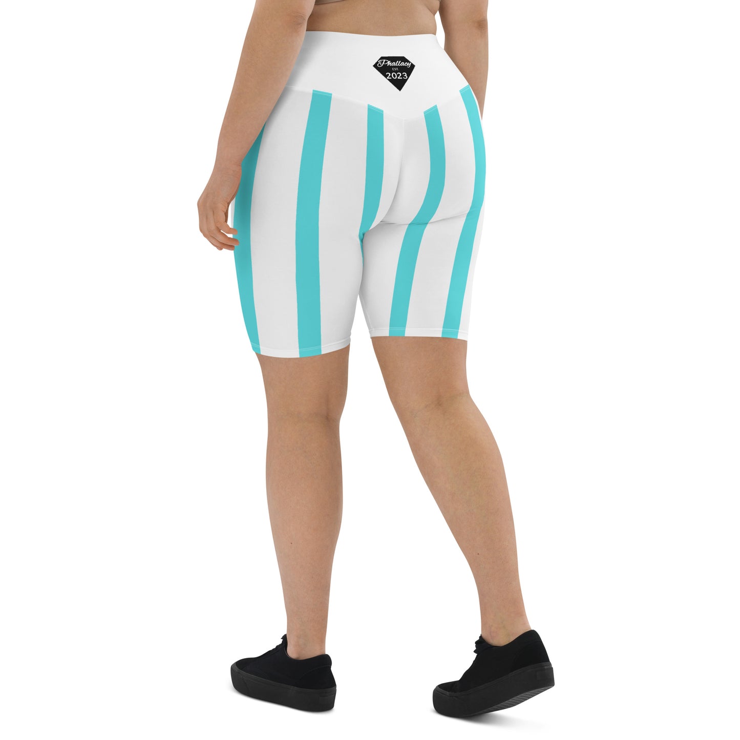 Phallacy Striped Designer Biker Shorts