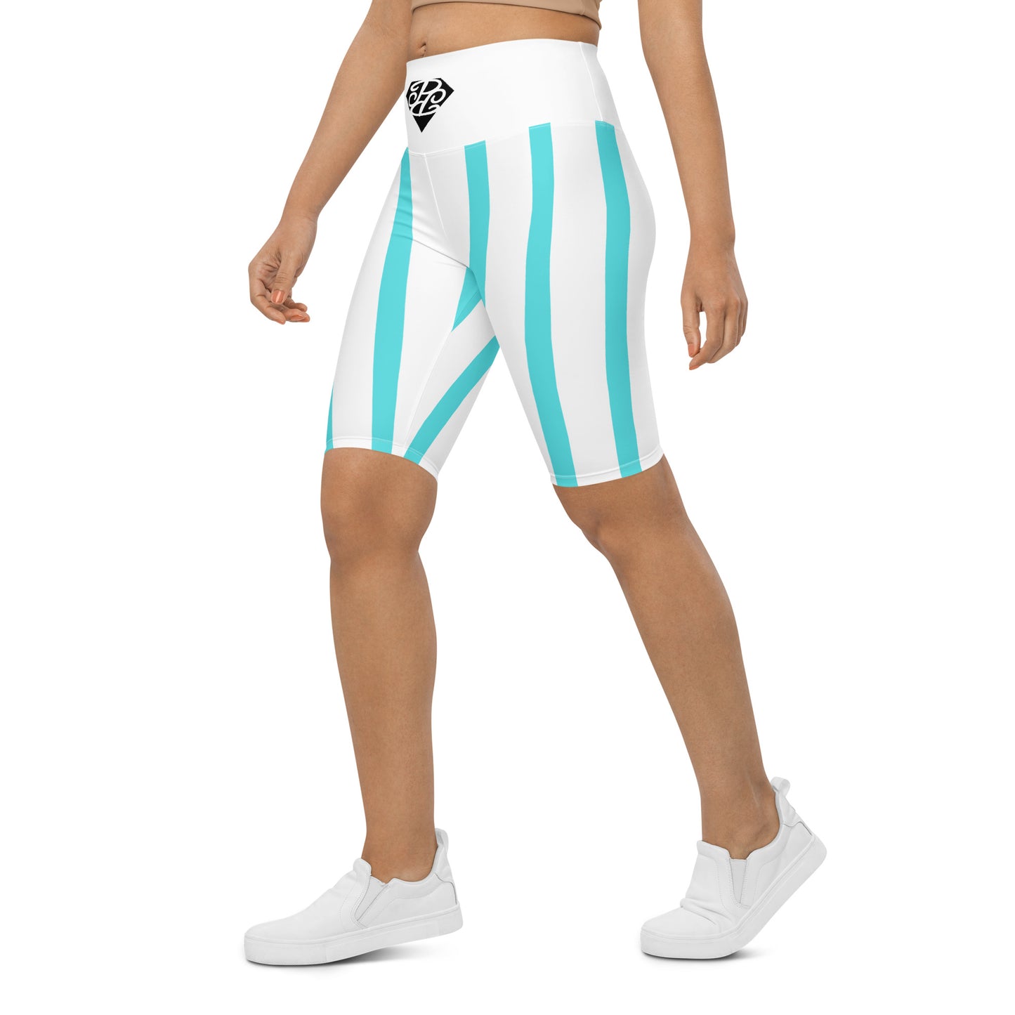 Phallacy Striped Designer Biker Shorts