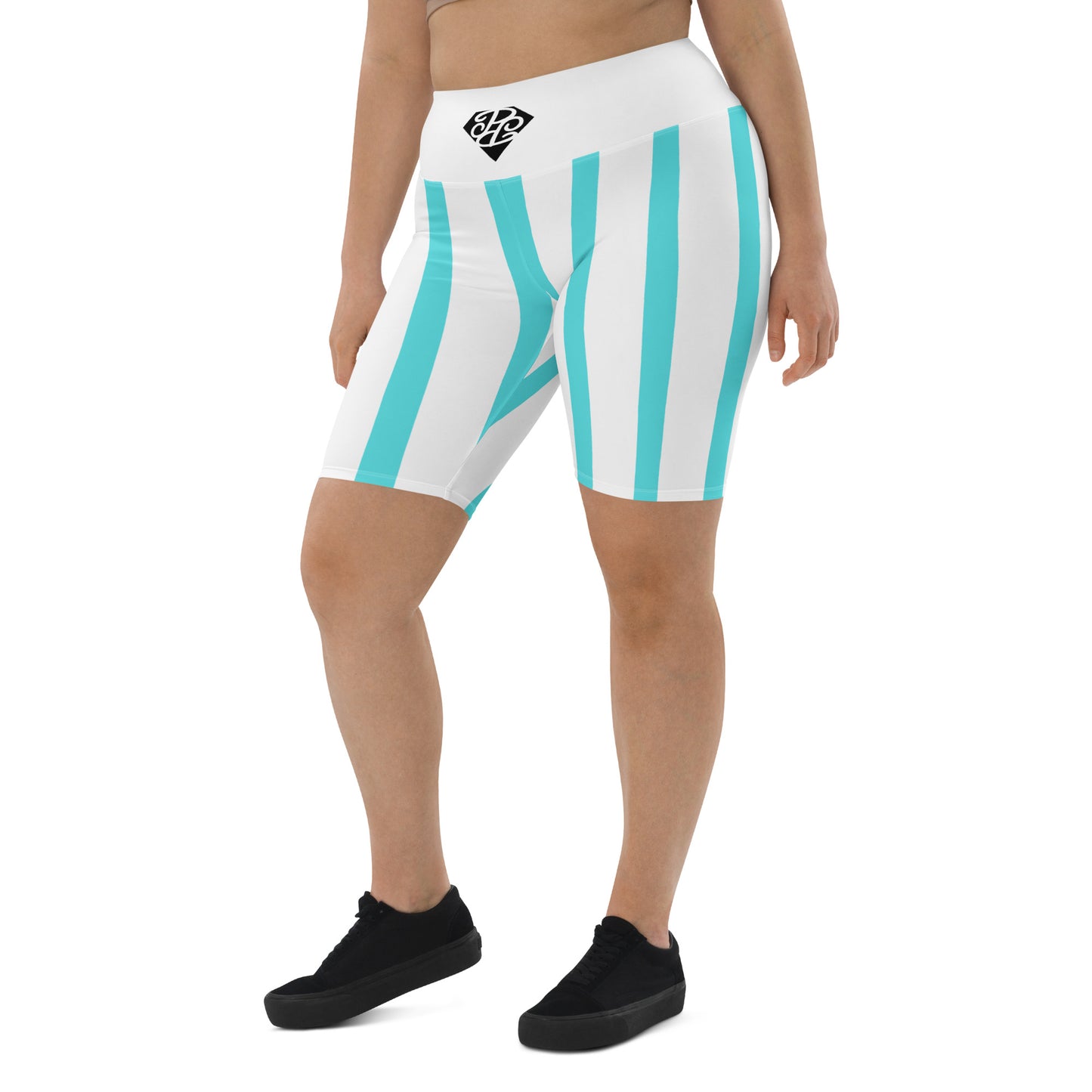 Phallacy Striped Designer Biker Shorts