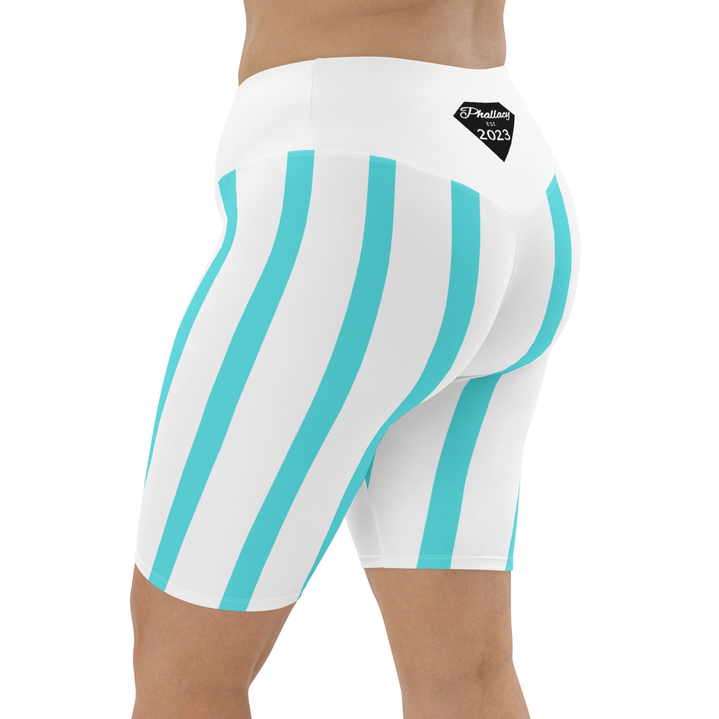 Phallacy Striped Designer Biker Shorts