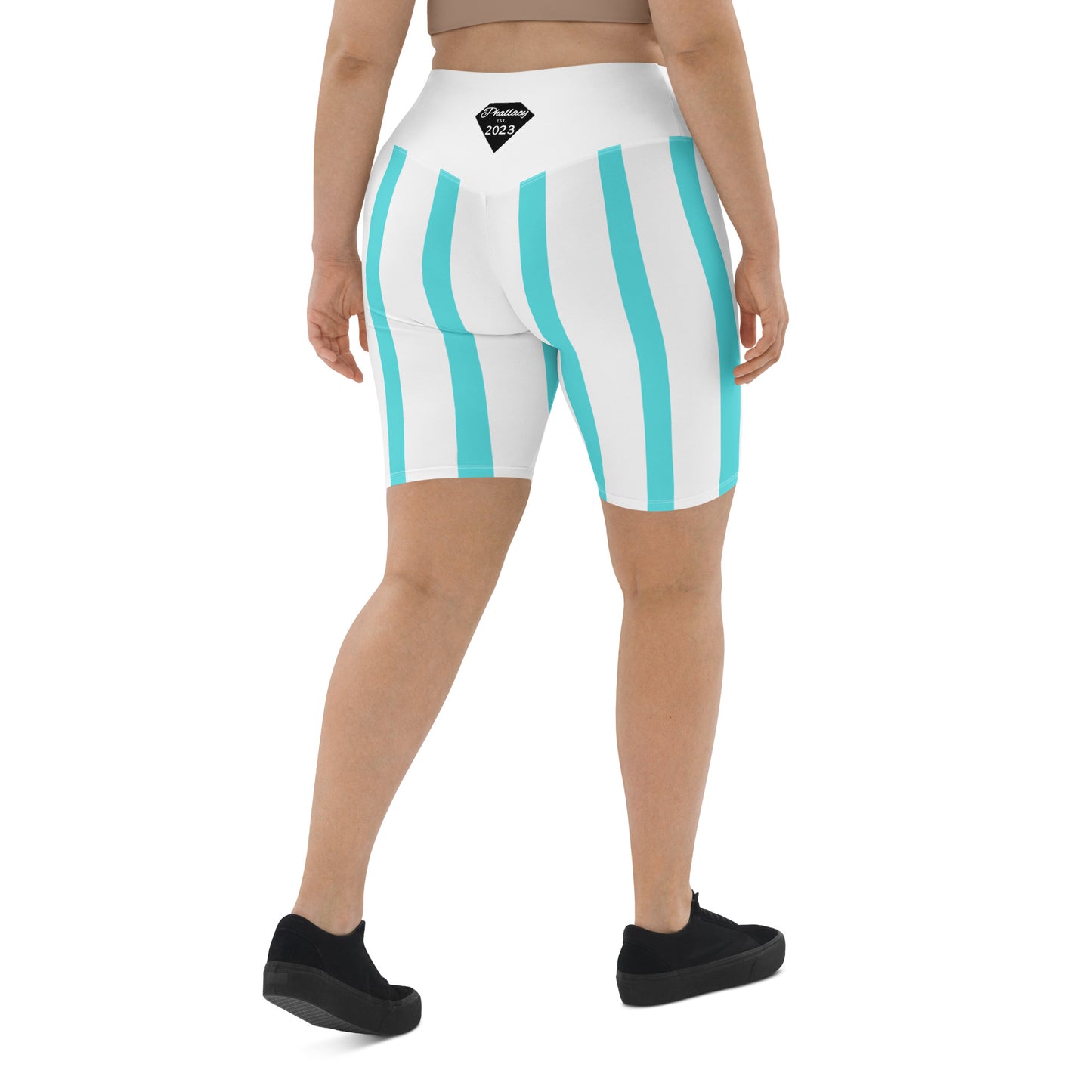 Phallacy Striped Designer Biker Shorts