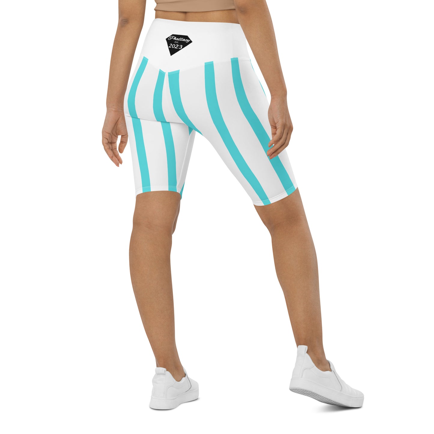 Phallacy Striped Designer Biker Shorts