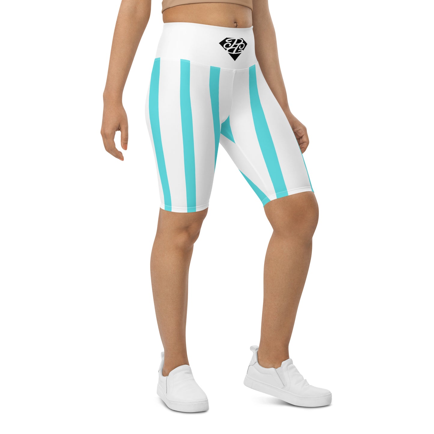 Phallacy Striped Designer Biker Shorts