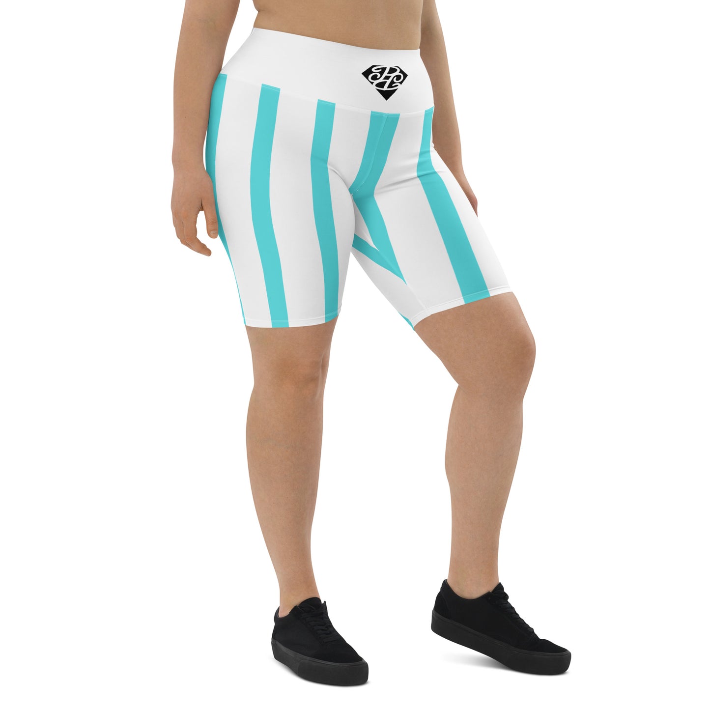 Phallacy Striped Designer Biker Shorts