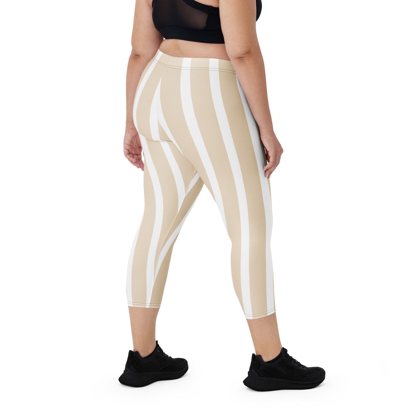 Phallacy Striped Designer Capri Leggings