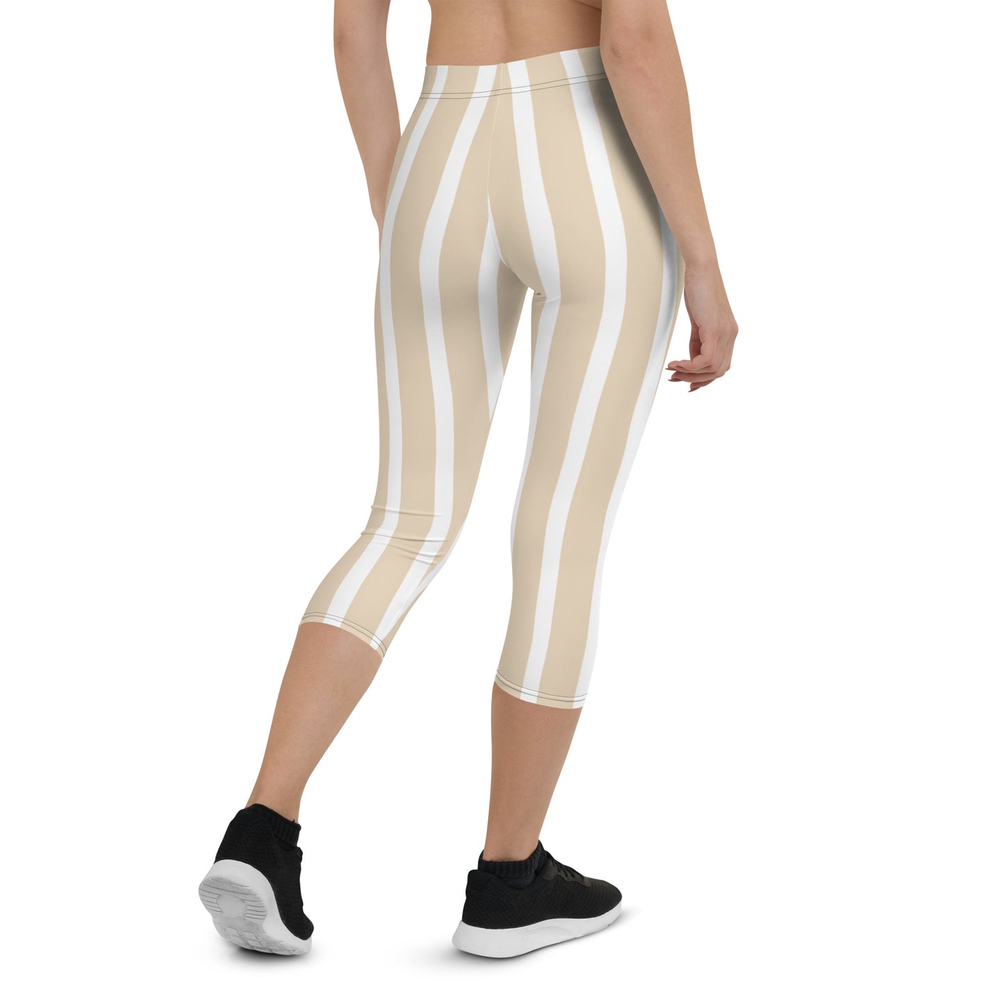 Phallacy Striped Designer Capri Leggings