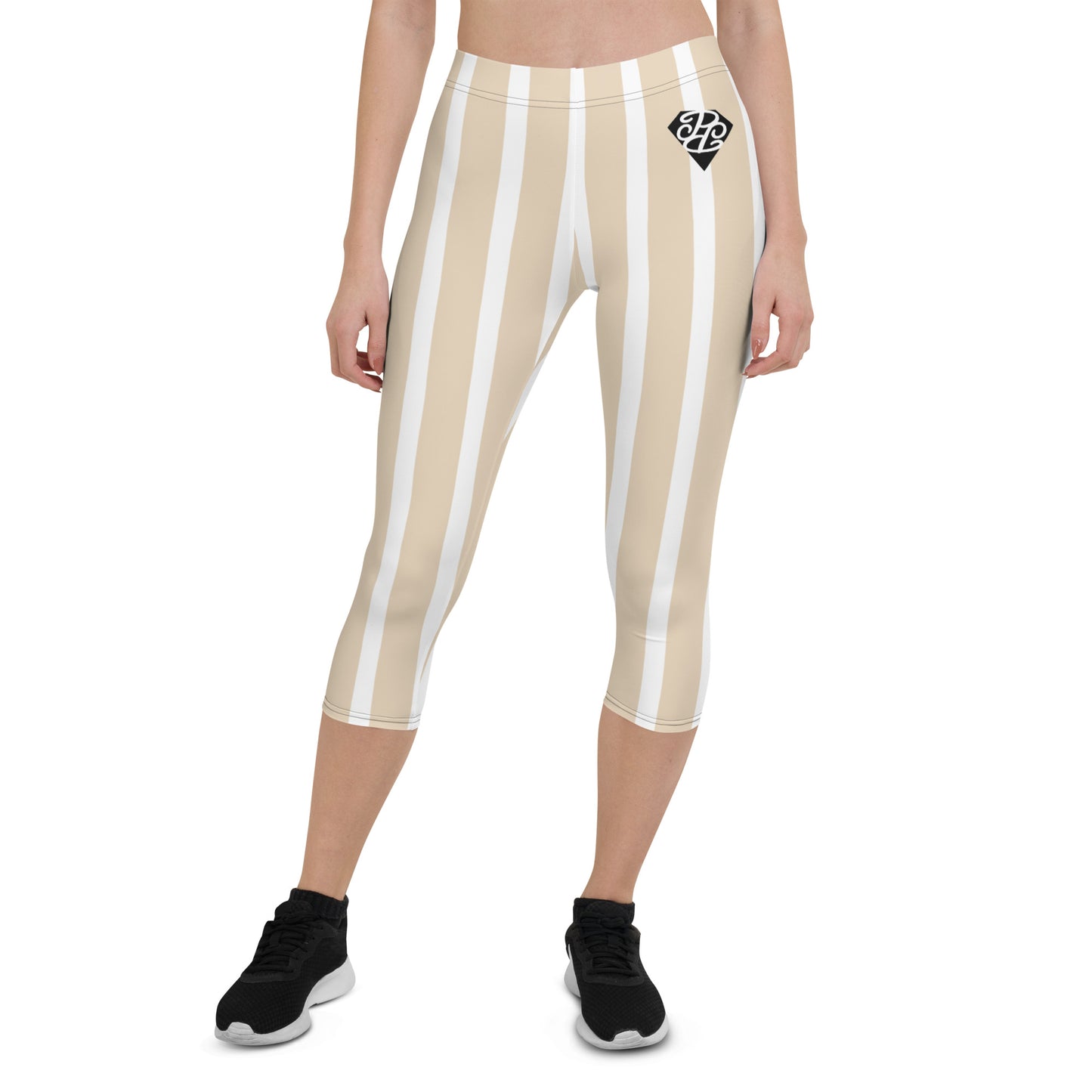 Phallacy Striped Designer Capri Leggings