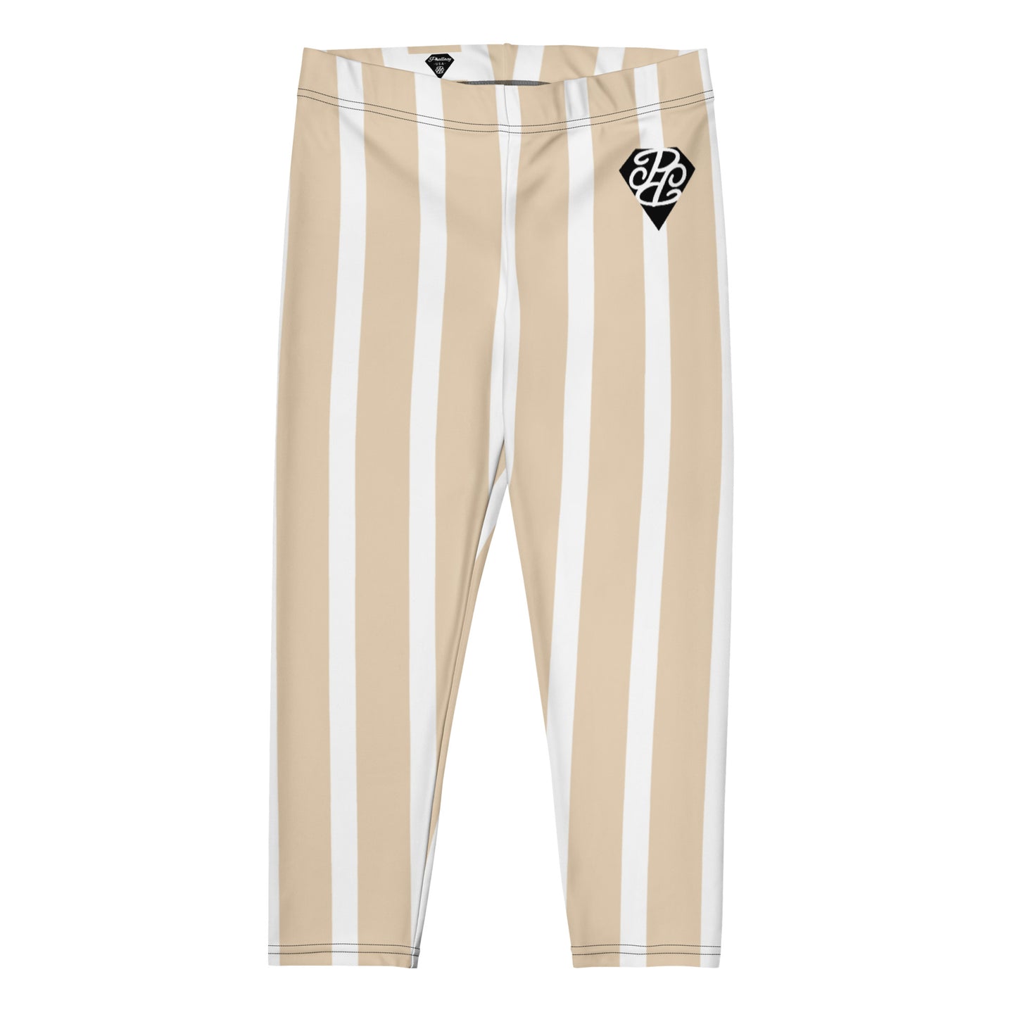 Phallacy Striped Designer Capri Leggings