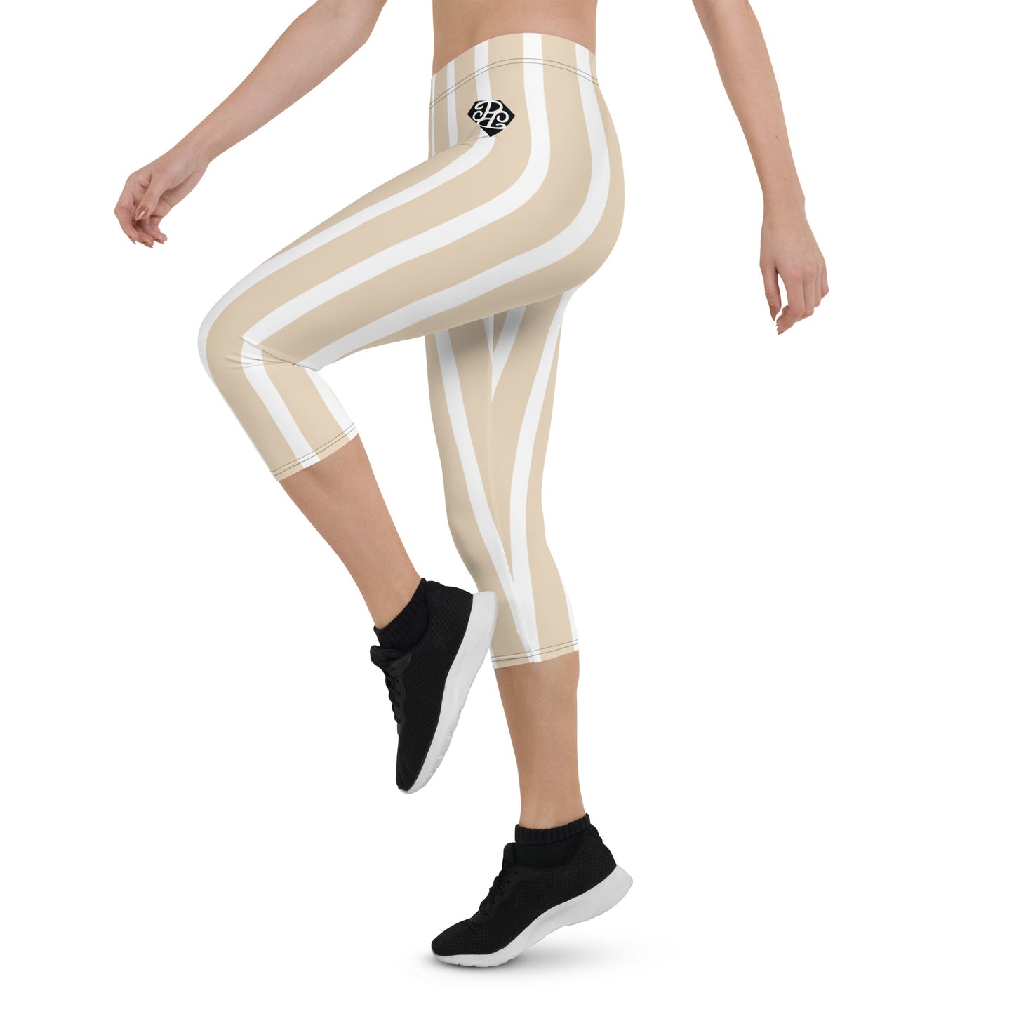 Phallacy Striped Designer Capri Leggings