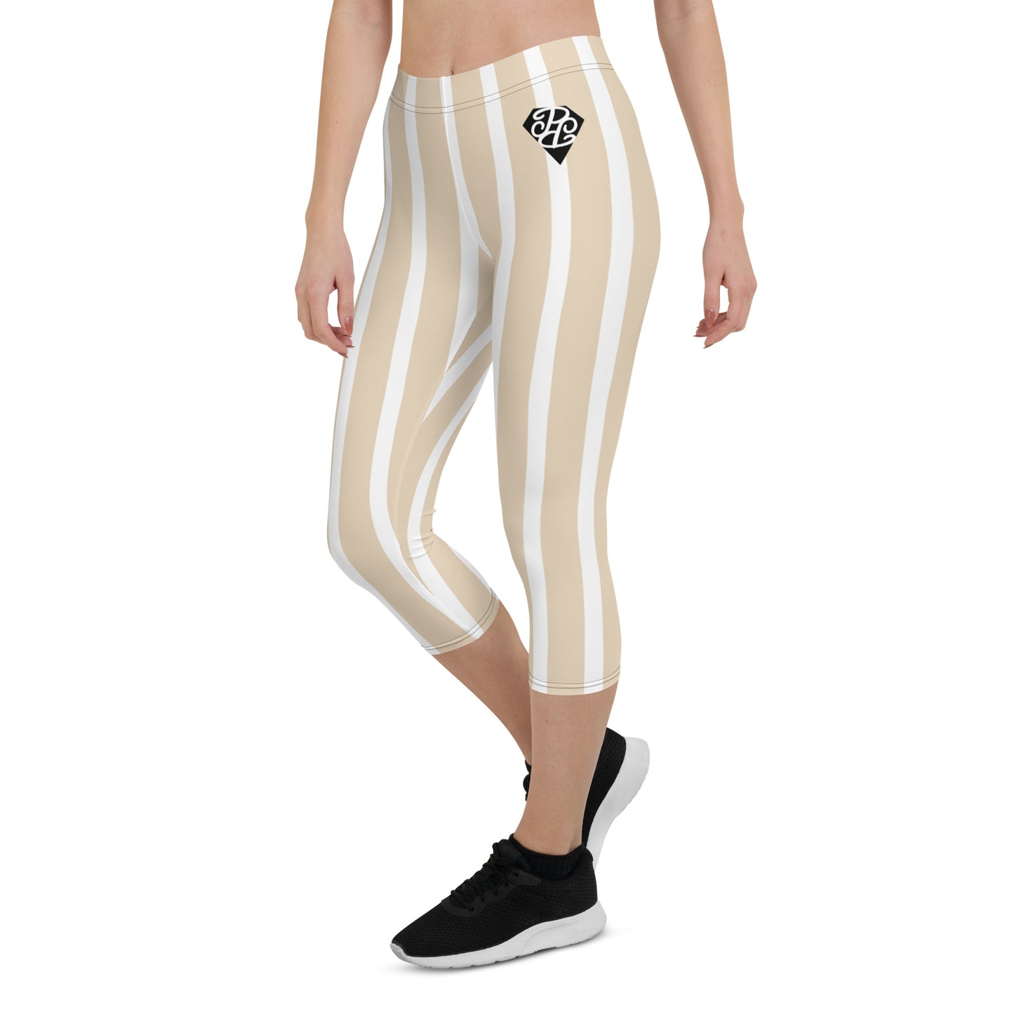 Phallacy Striped Designer Capri Leggings