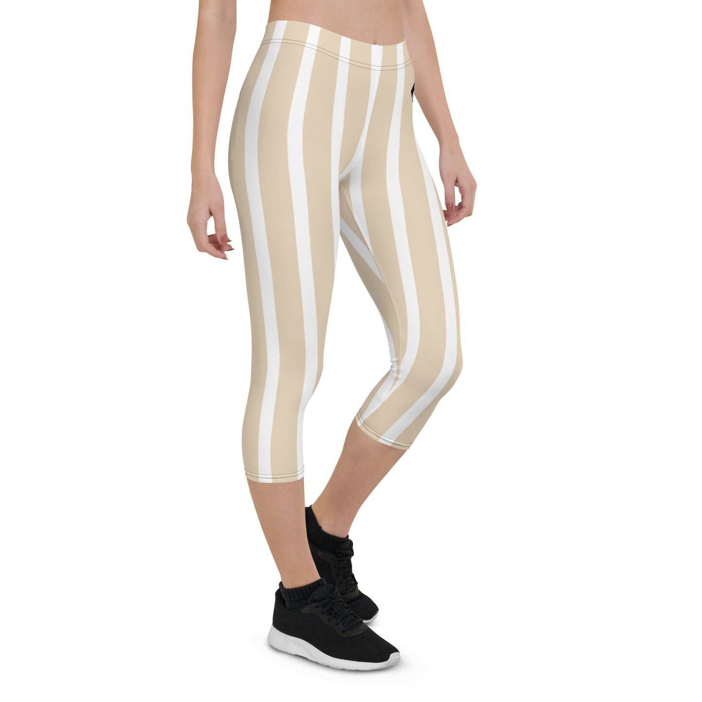 Phallacy Striped Designer Capri Leggings