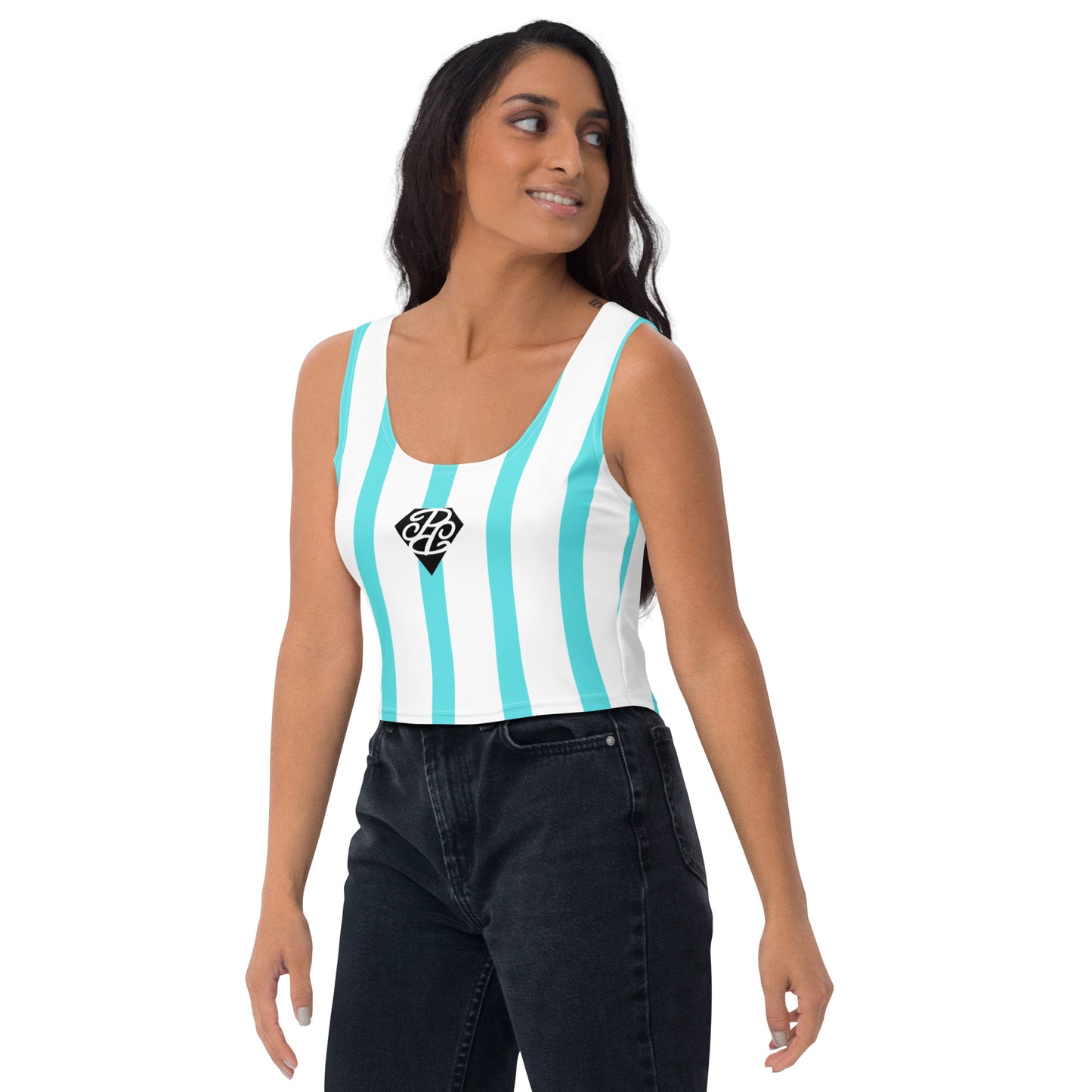 Phallacy Striped Designer Cropped Tank Top