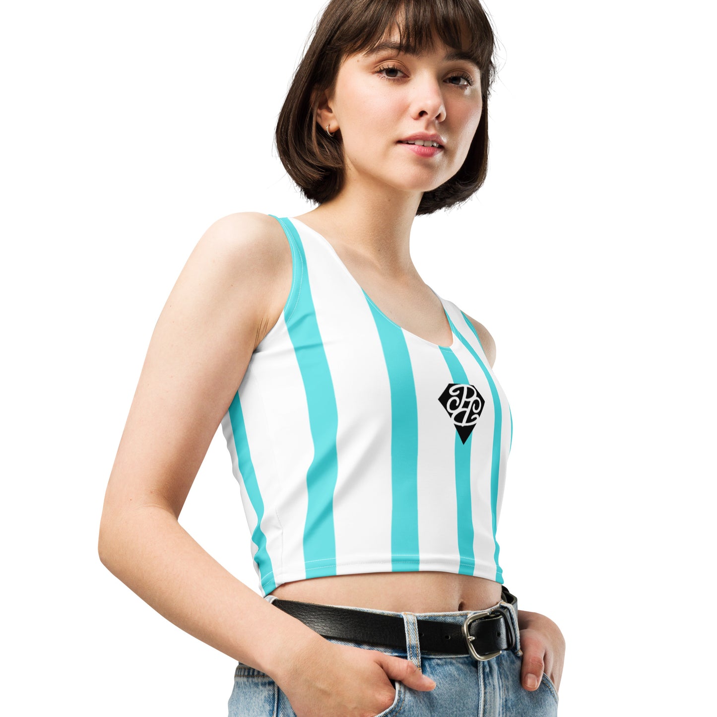 Phallacy Striped Designer Cropped Tank Top