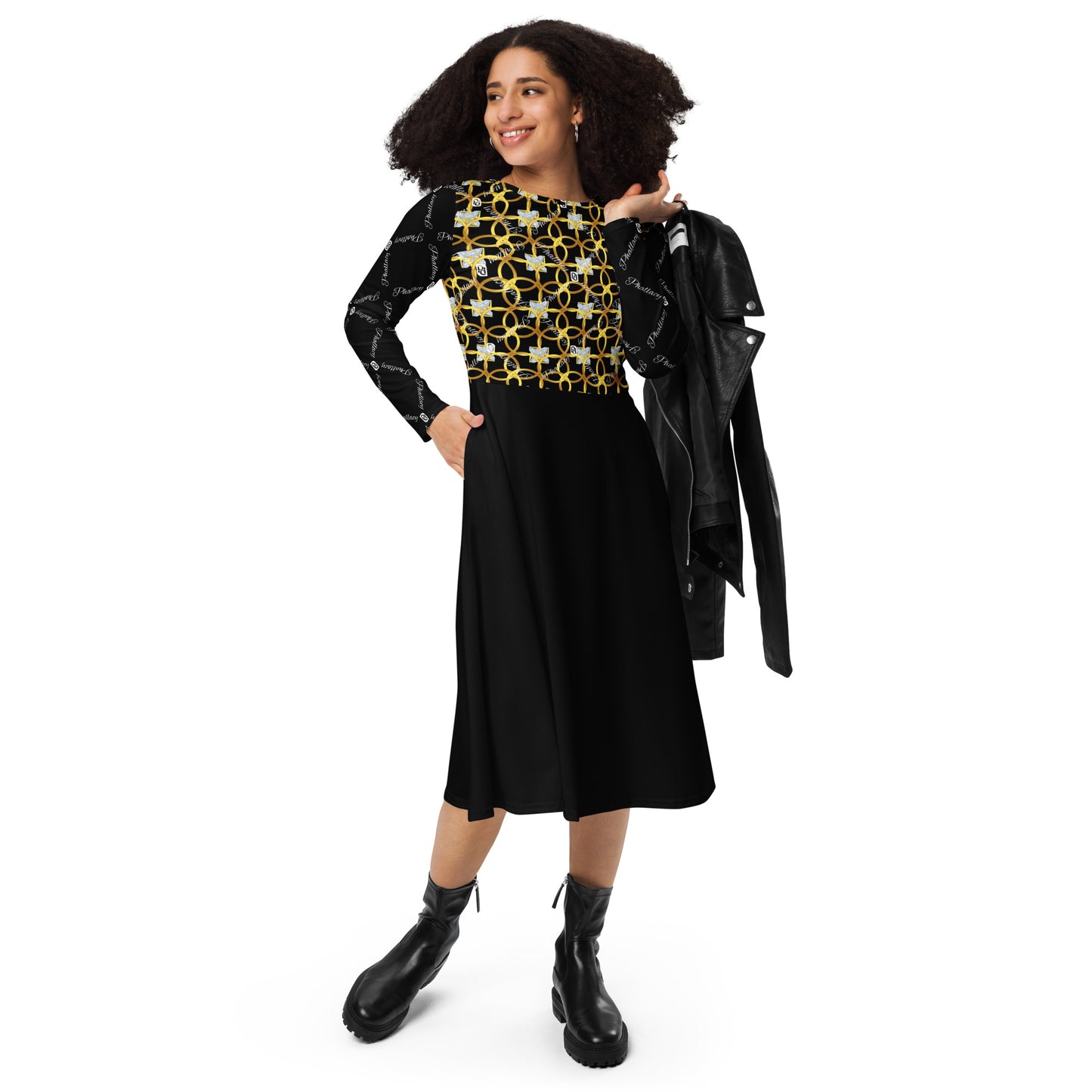 Phallacy XOS Designer Long Sleeve Midi Dress