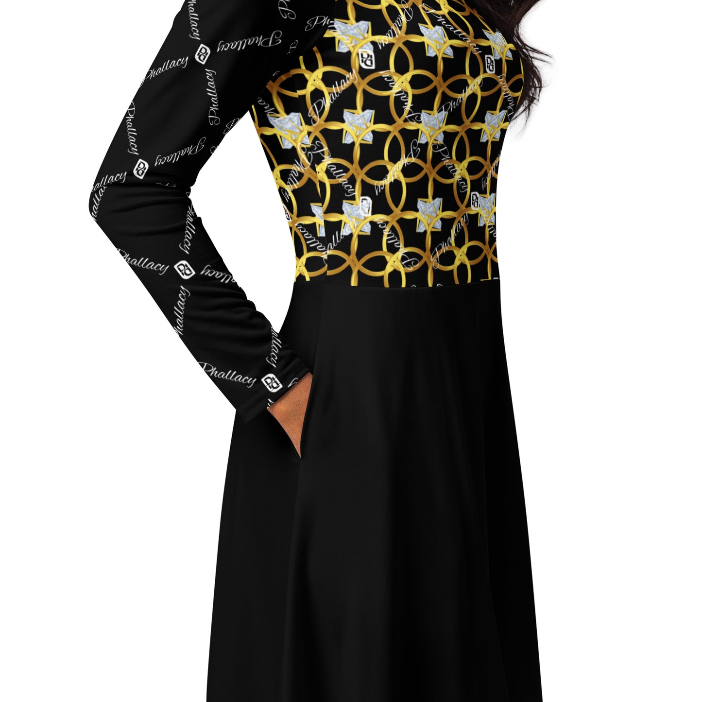 Phallacy XOS Designer Long Sleeve Midi Dress