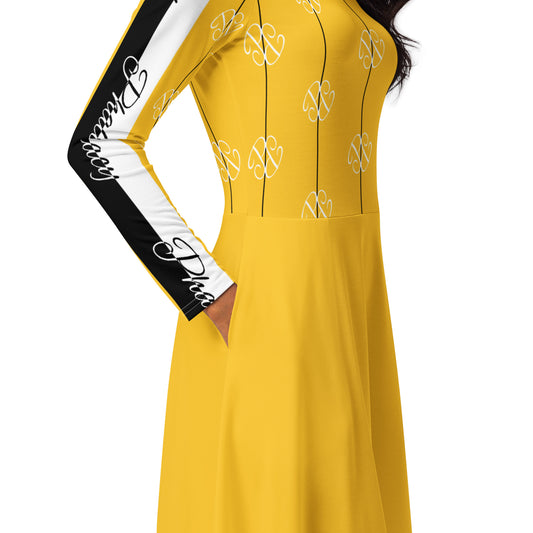 Phallacy Players Designer Long Sleeve Midi Dress