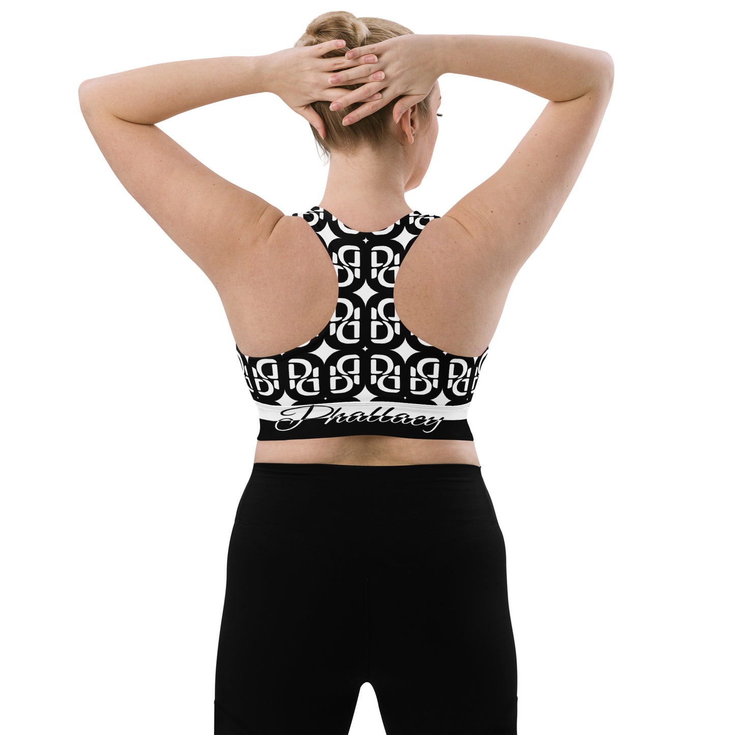 Phallacy Signature Monogram Designer Longline Sports Bra