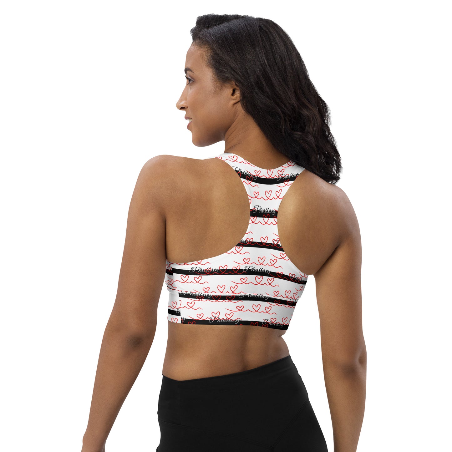 Phallacy Signature Striped Designer Longline Sports Bra