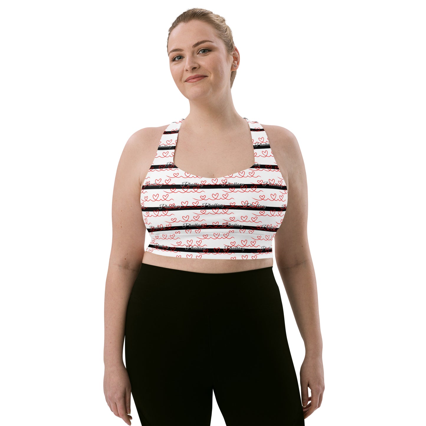 Phallacy Signature Striped Designer Longline Sports Bra