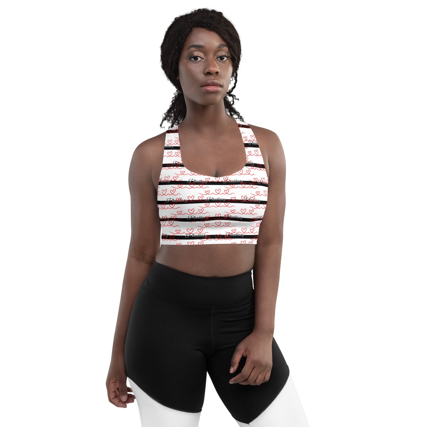 Phallacy Signature Striped Designer Longline Sports Bra