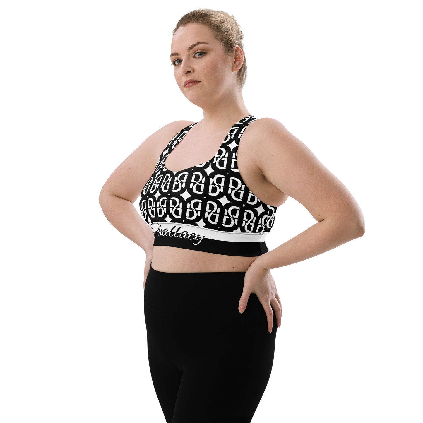 Phallacy Signature Monogram Designer Longline Sports Bra