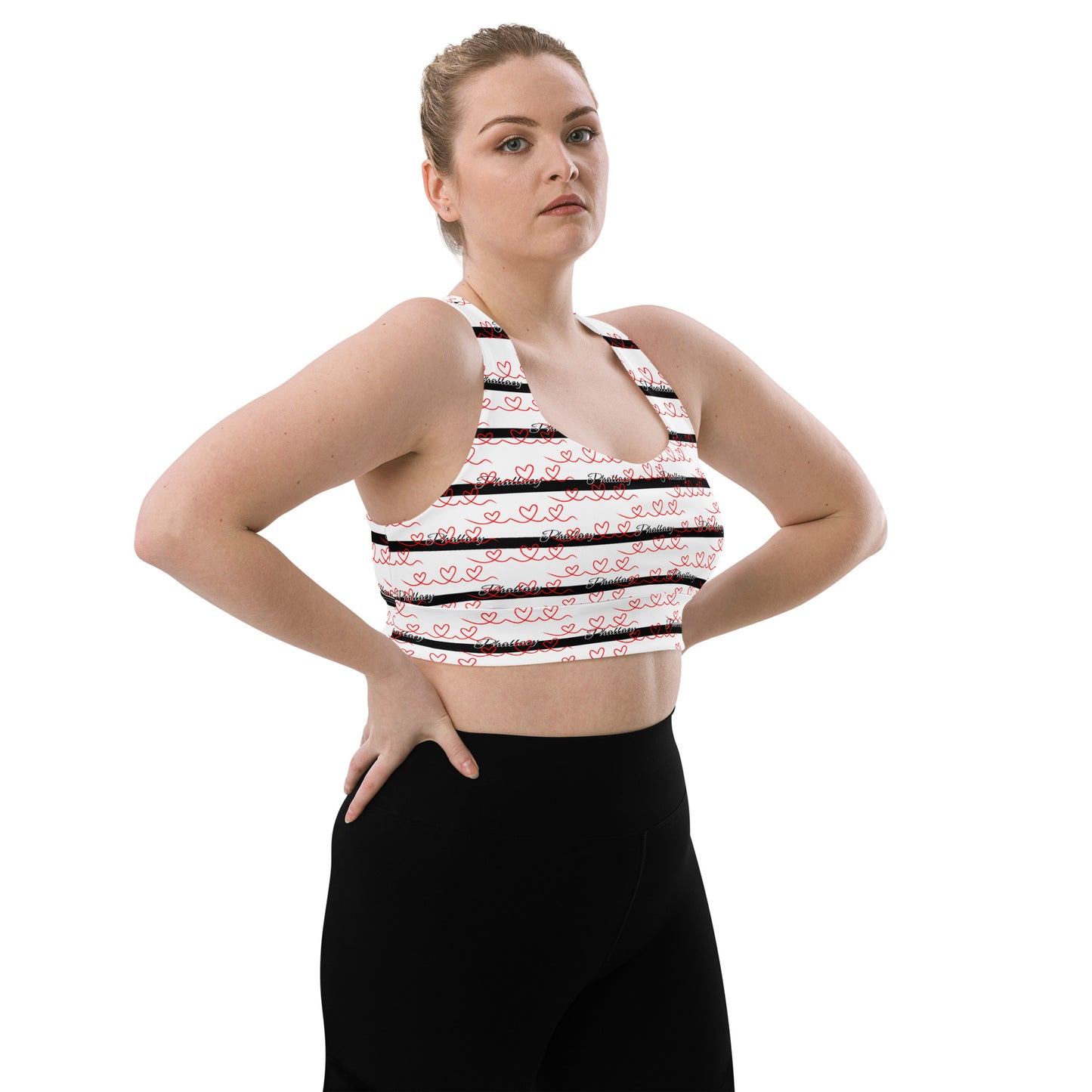 Phallacy Signature Striped Designer Longline Sports Bra