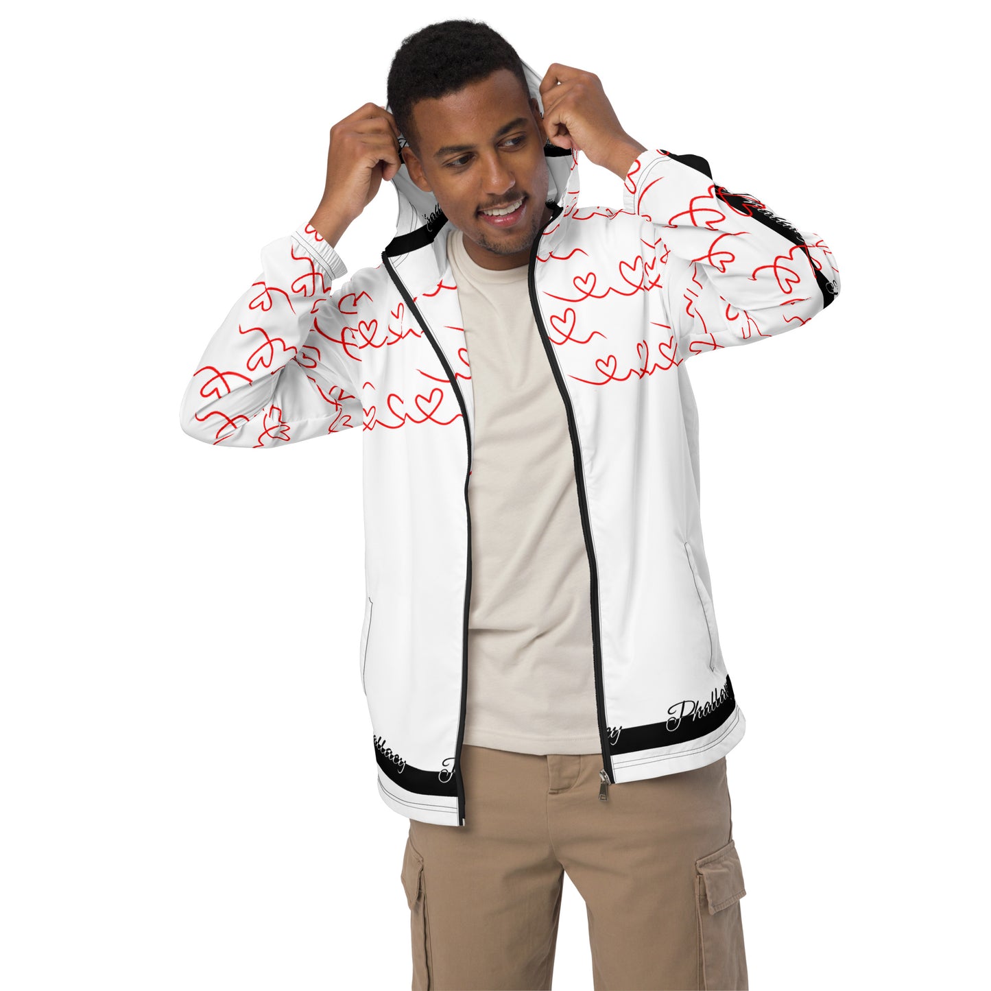 Phallacy Signature Striped Designer Men’s Windbreaker Hoodie