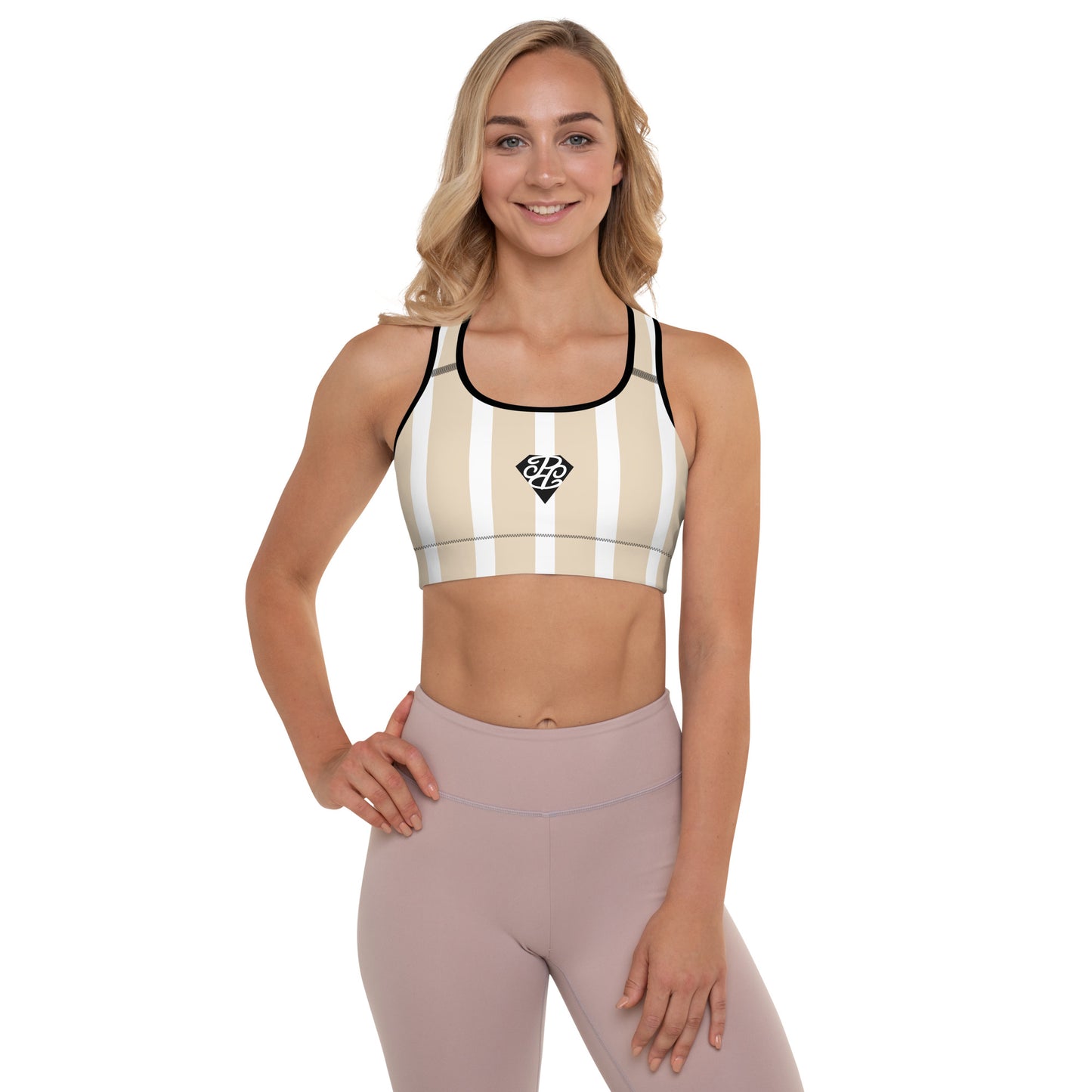 Phallacy Striped Designer Padded Sports Bra