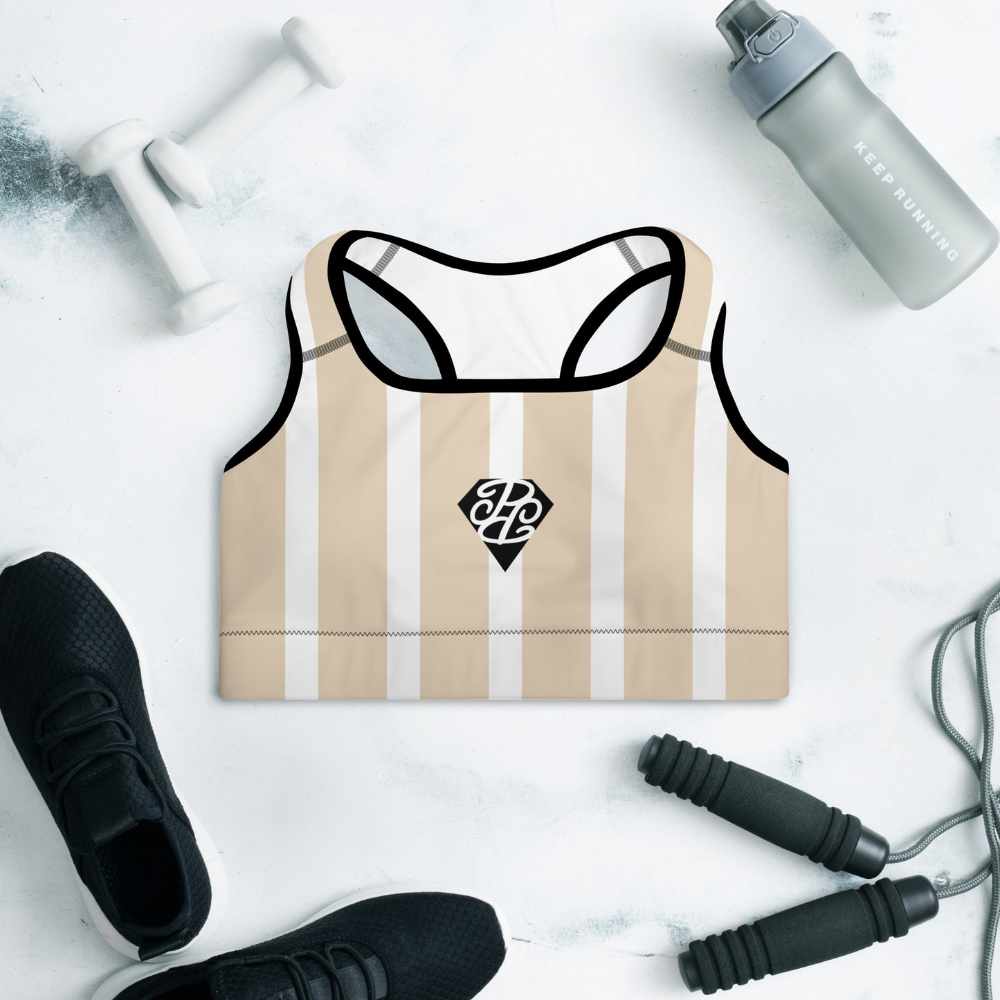 Phallacy Striped Designer Padded Sports Bra