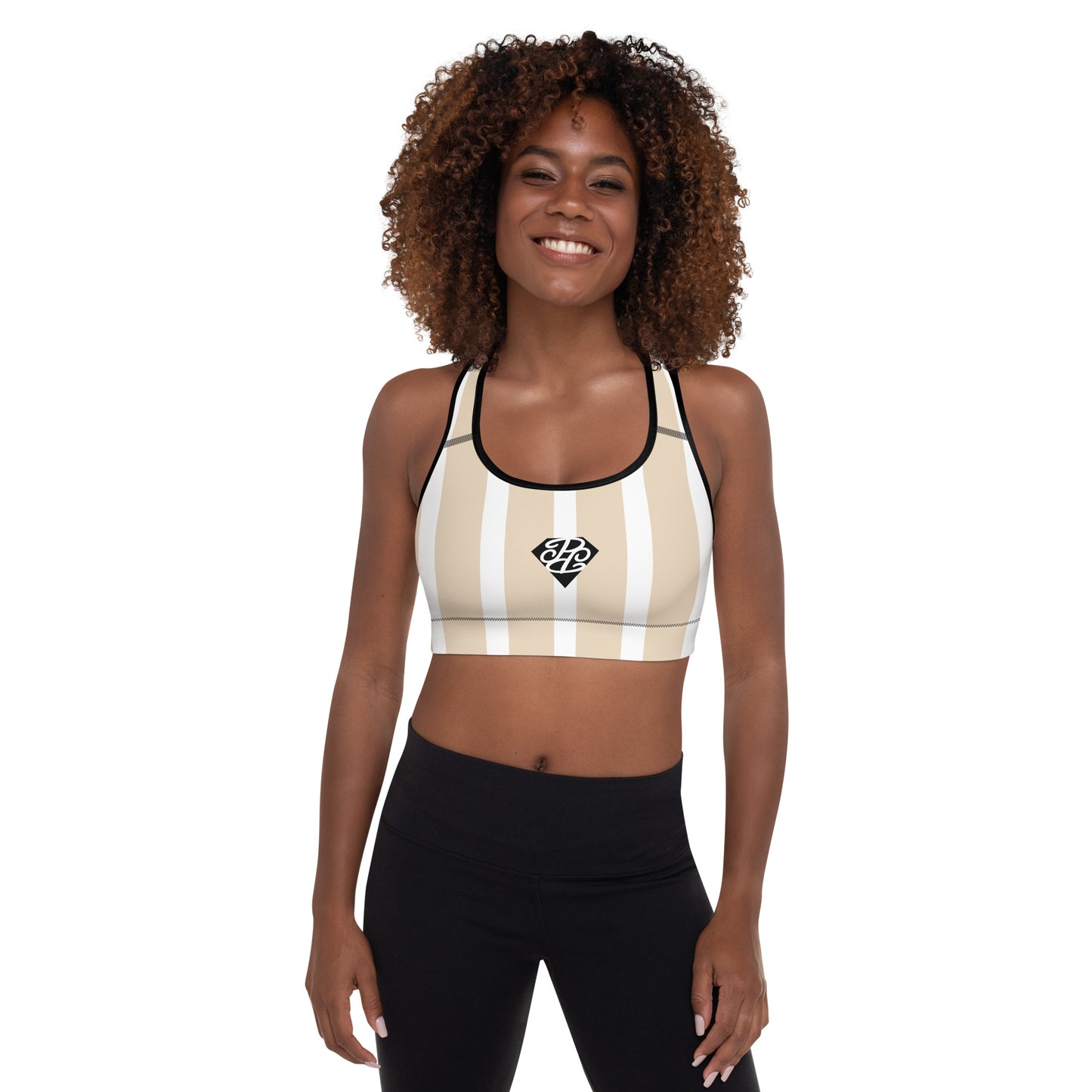 Phallacy Striped Designer Padded Sports Bra