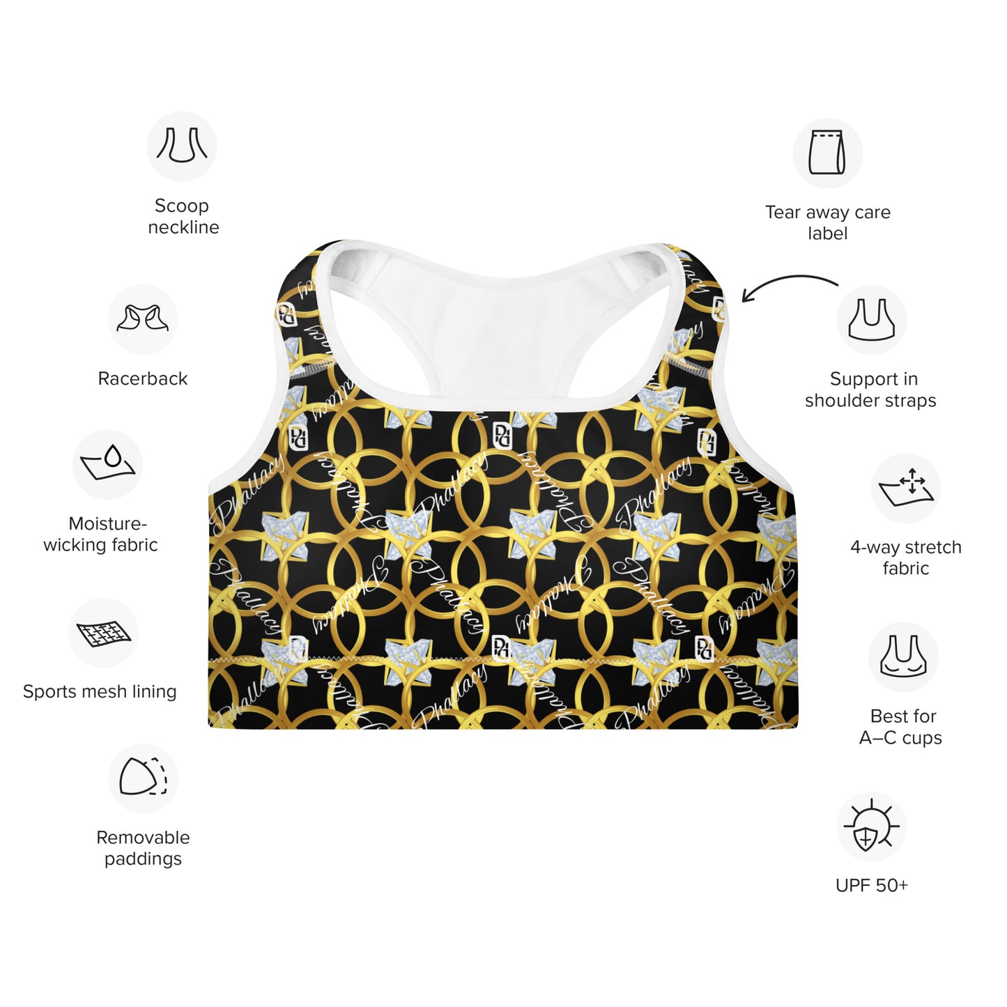 Phallacy XOS Designer Padded Sports Bra