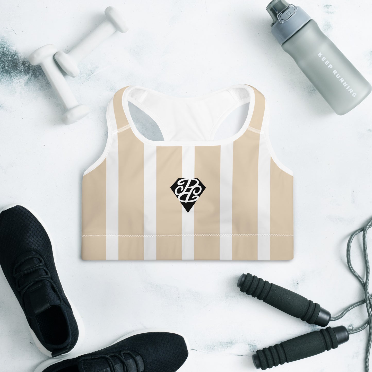 Phallacy Striped Designer Padded Sports Bra