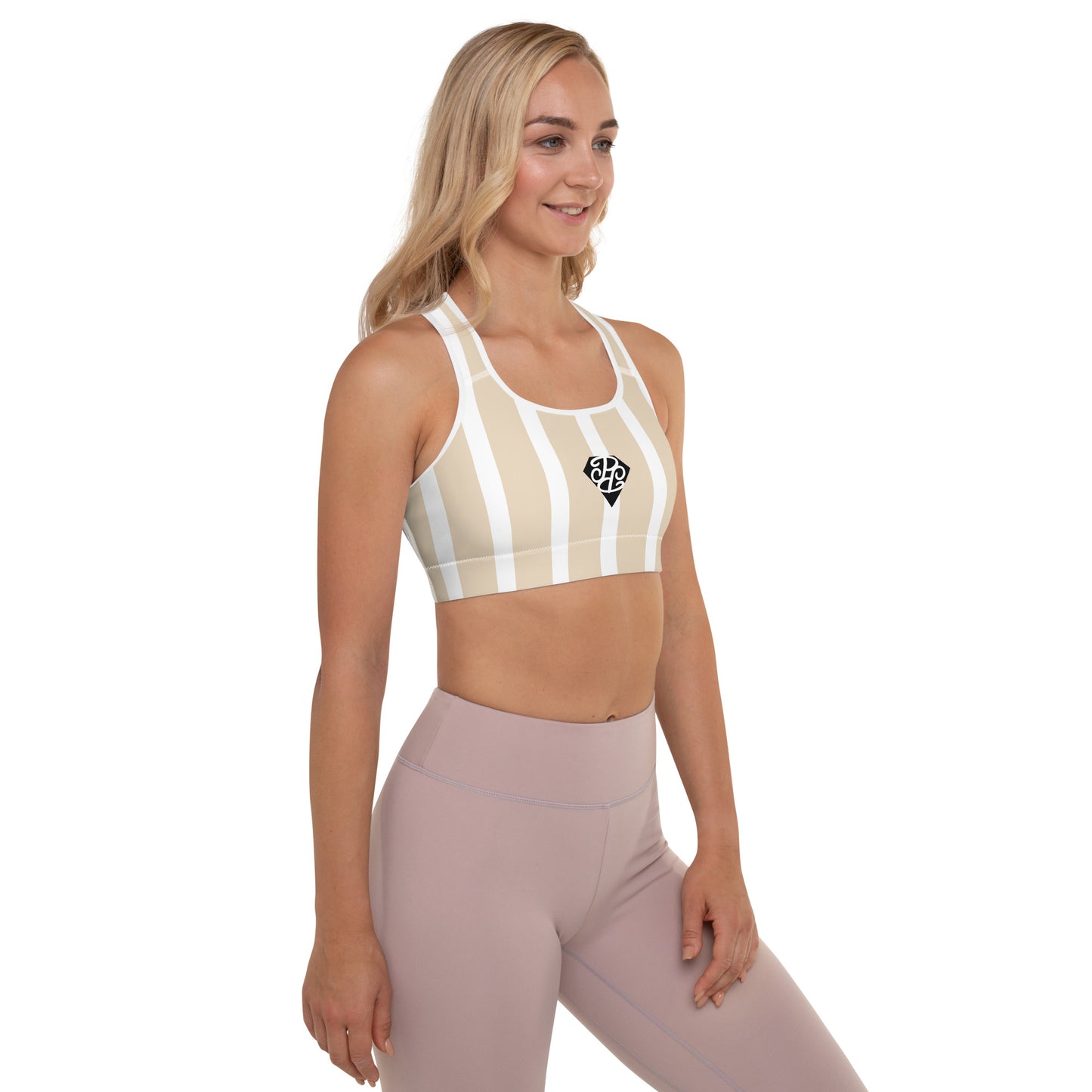 Phallacy Striped Designer Padded Sports Bra