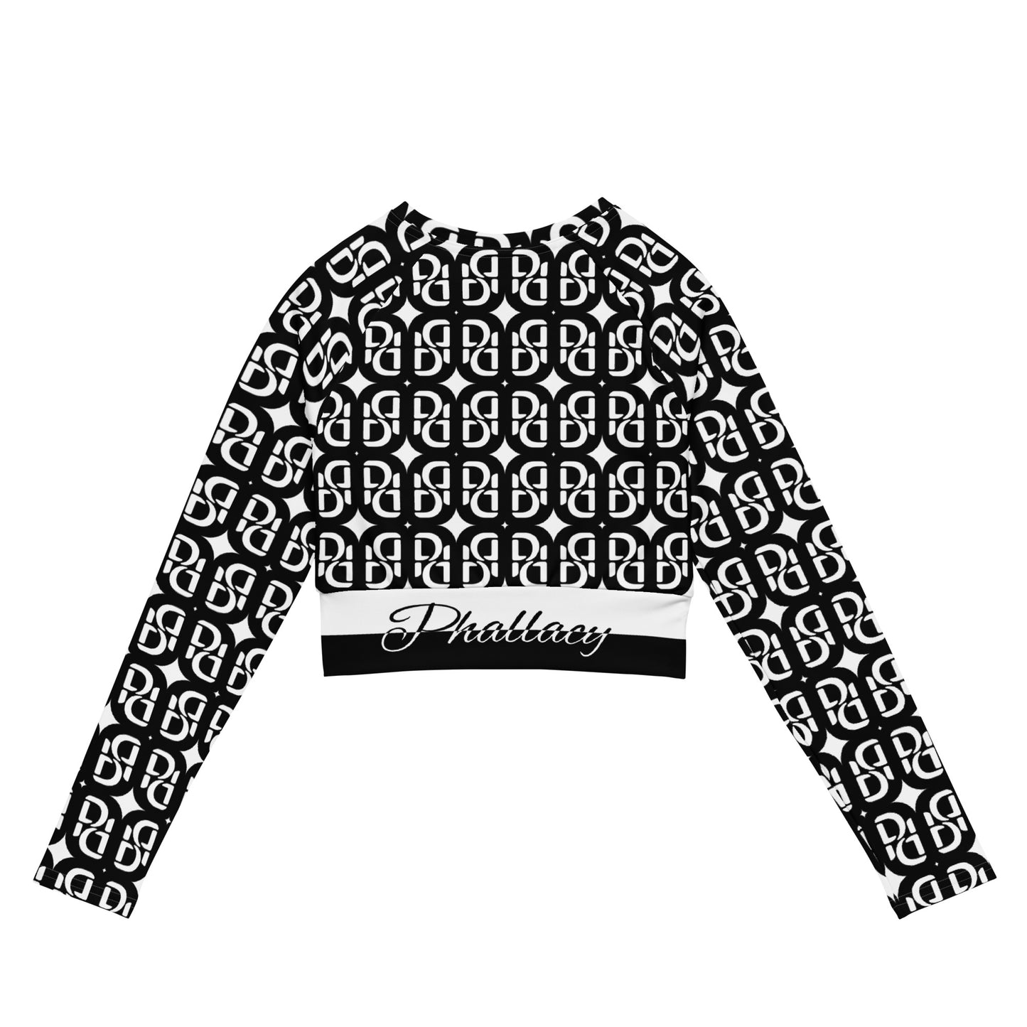 Phallacy Signature Monogram Designer Long-Sleeve Cropped Tee