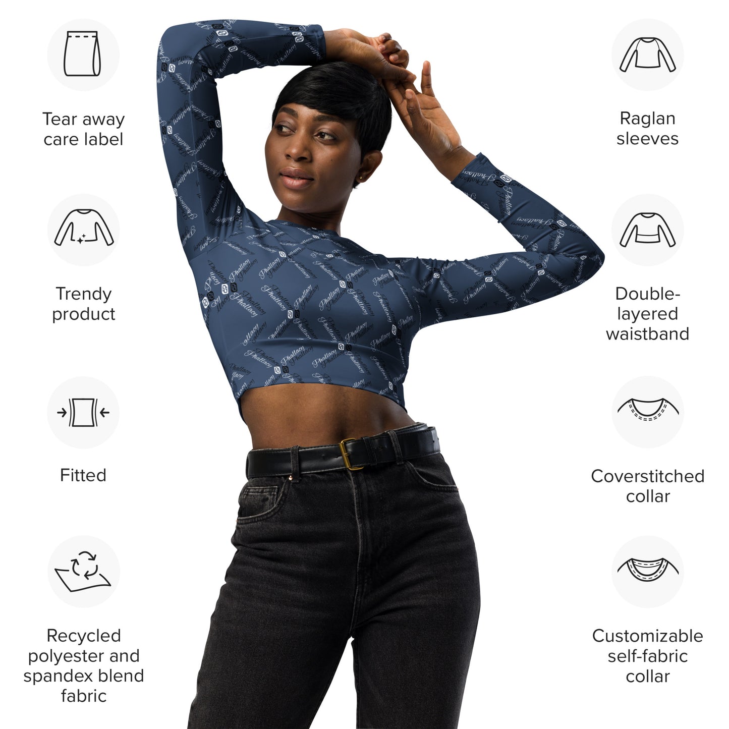 Phallacy XOS Designer Long-Sleeve Crop Top