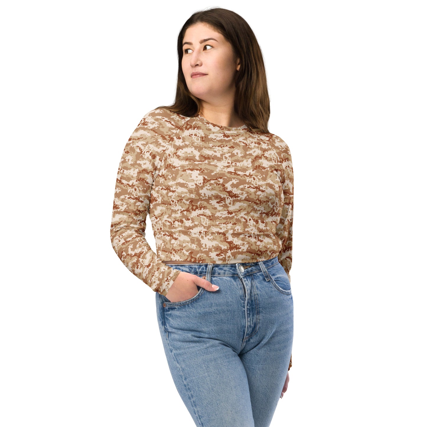 Phallacy Camo Designer Long-Sleeve Cropped Tee