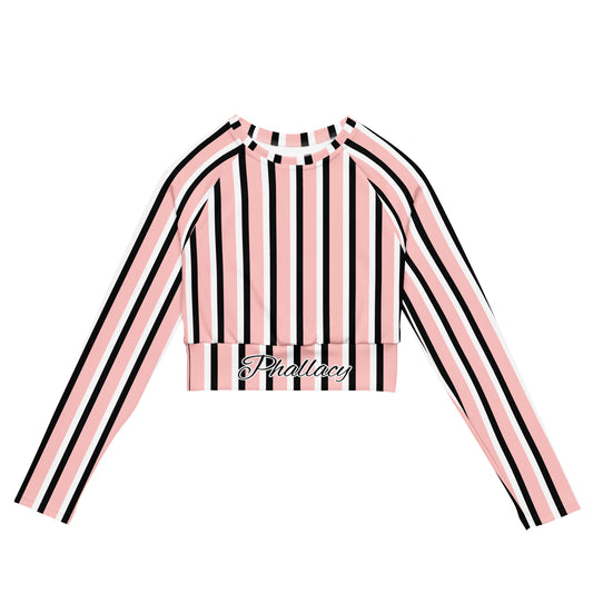 Phallacy Striped Designer Long-sleeve Crop Top