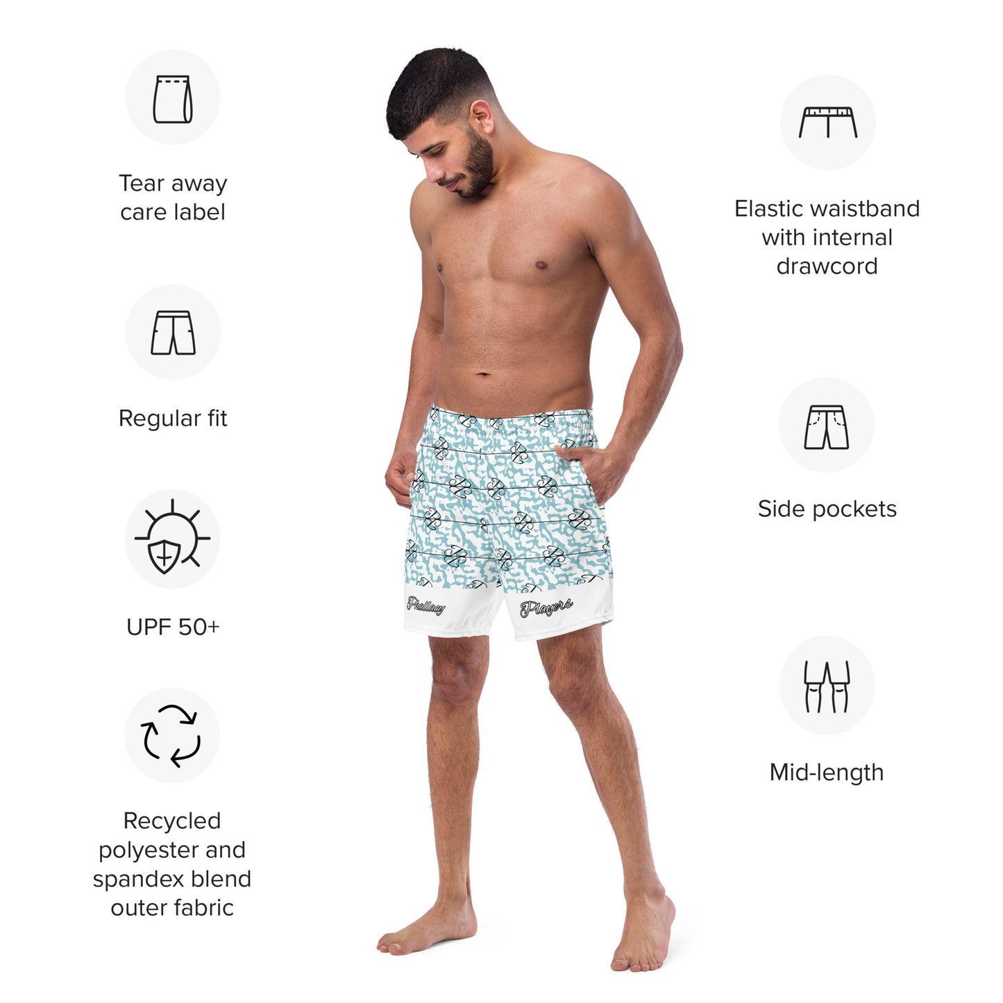 Phallacy Players Camo Designer Men's Swim Trunks