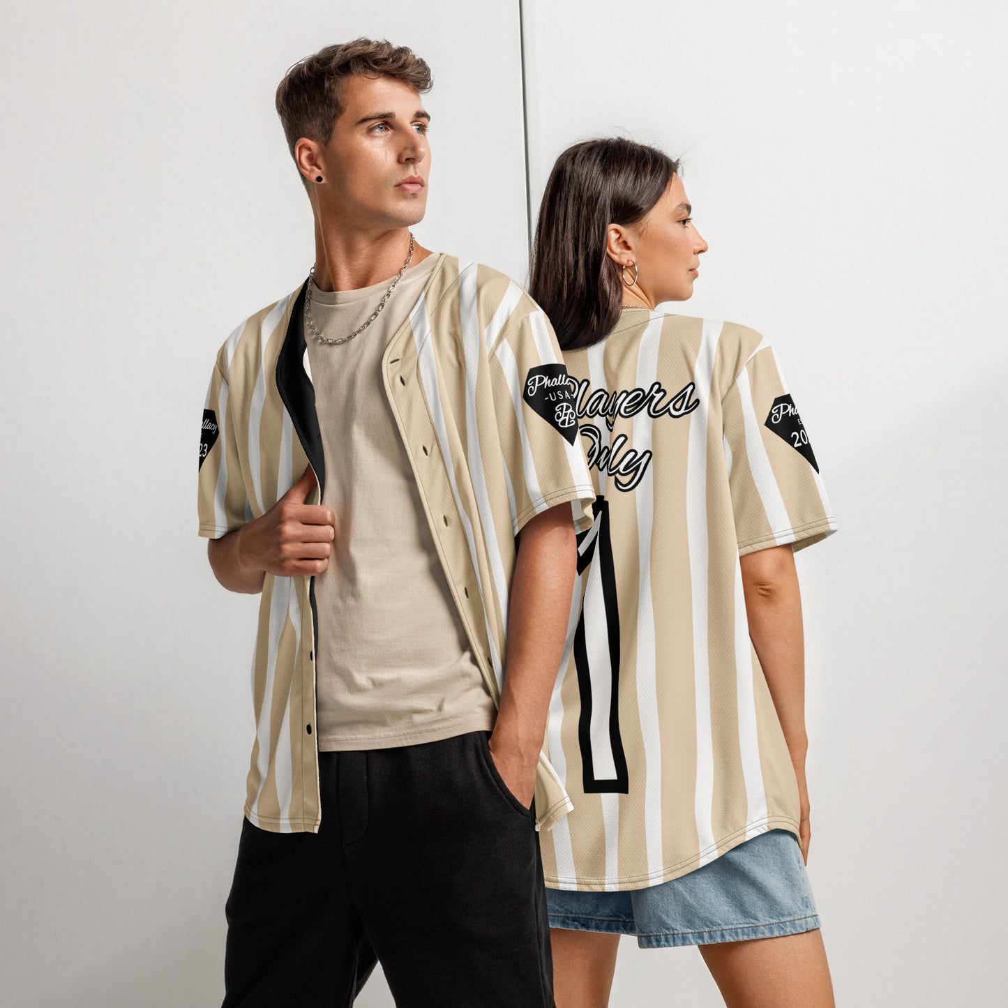 Phallacy Striped Designer Unisex Baseball Jersey