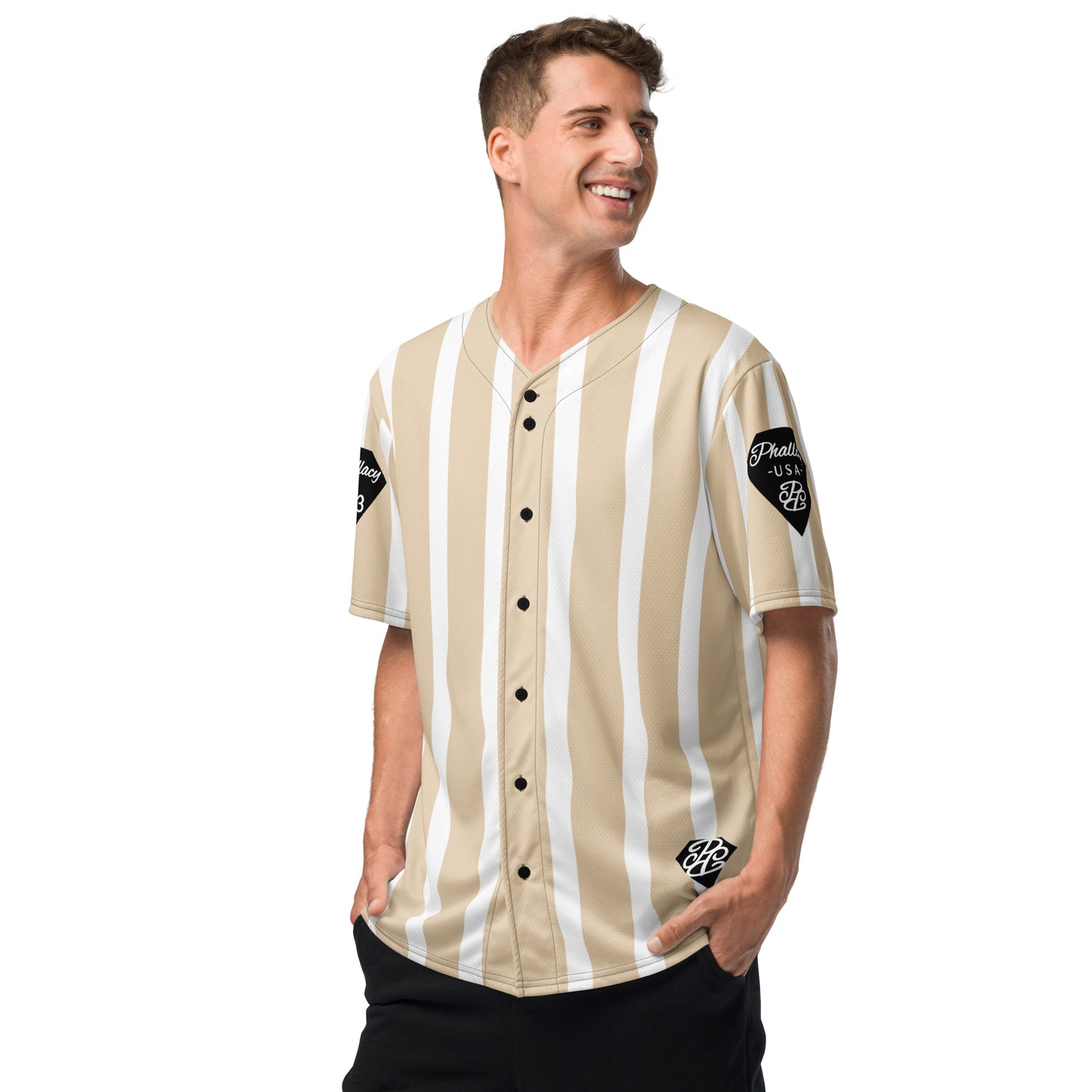 Phallacy Striped Designer Unisex Baseball Jersey