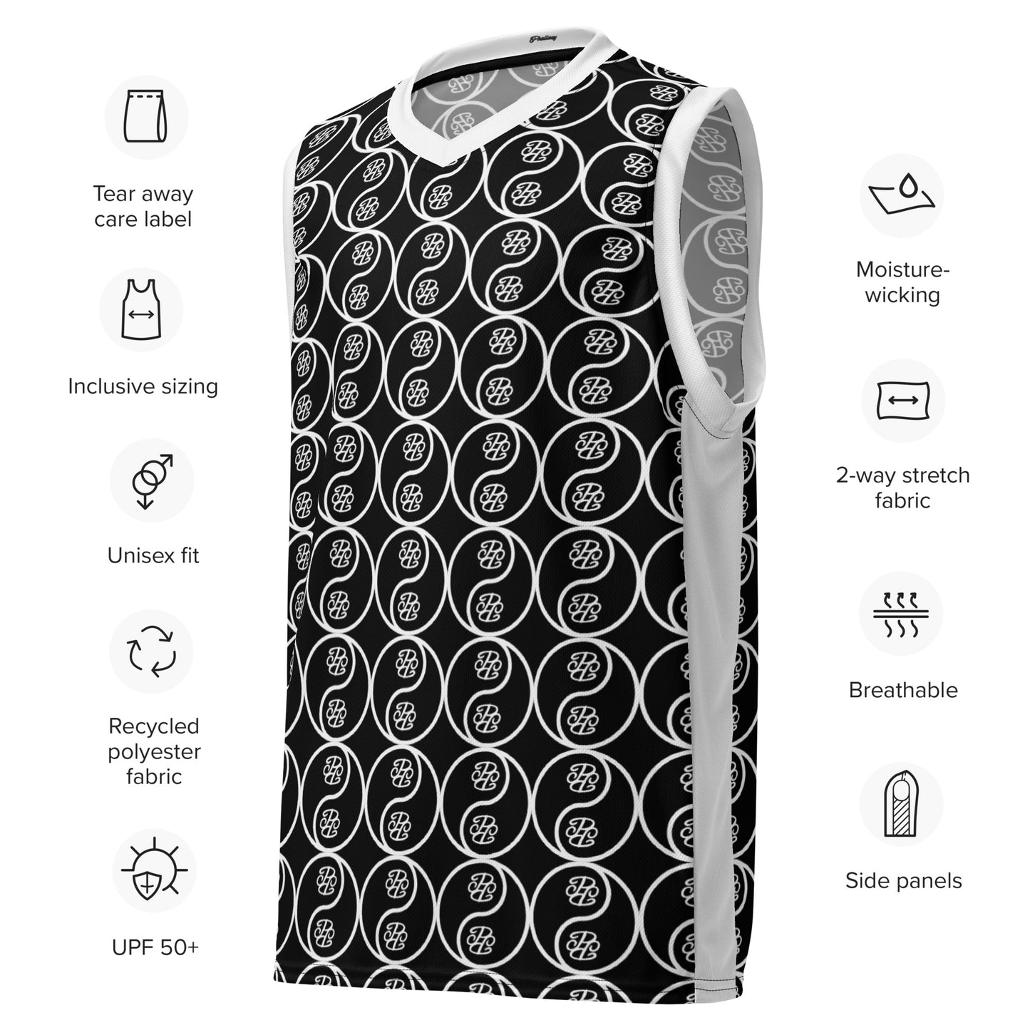 Phallacy Yin-Yang Designer Unisex Basketball Jersey