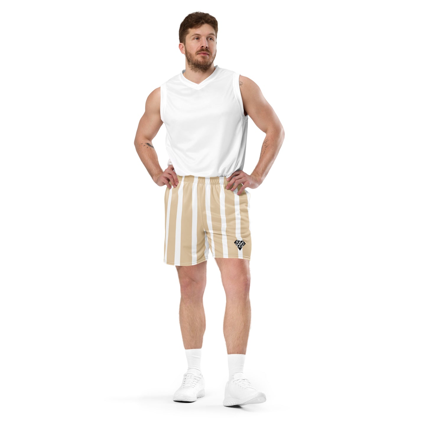 Phallacy Striped Designer Unisex Mesh Shorts