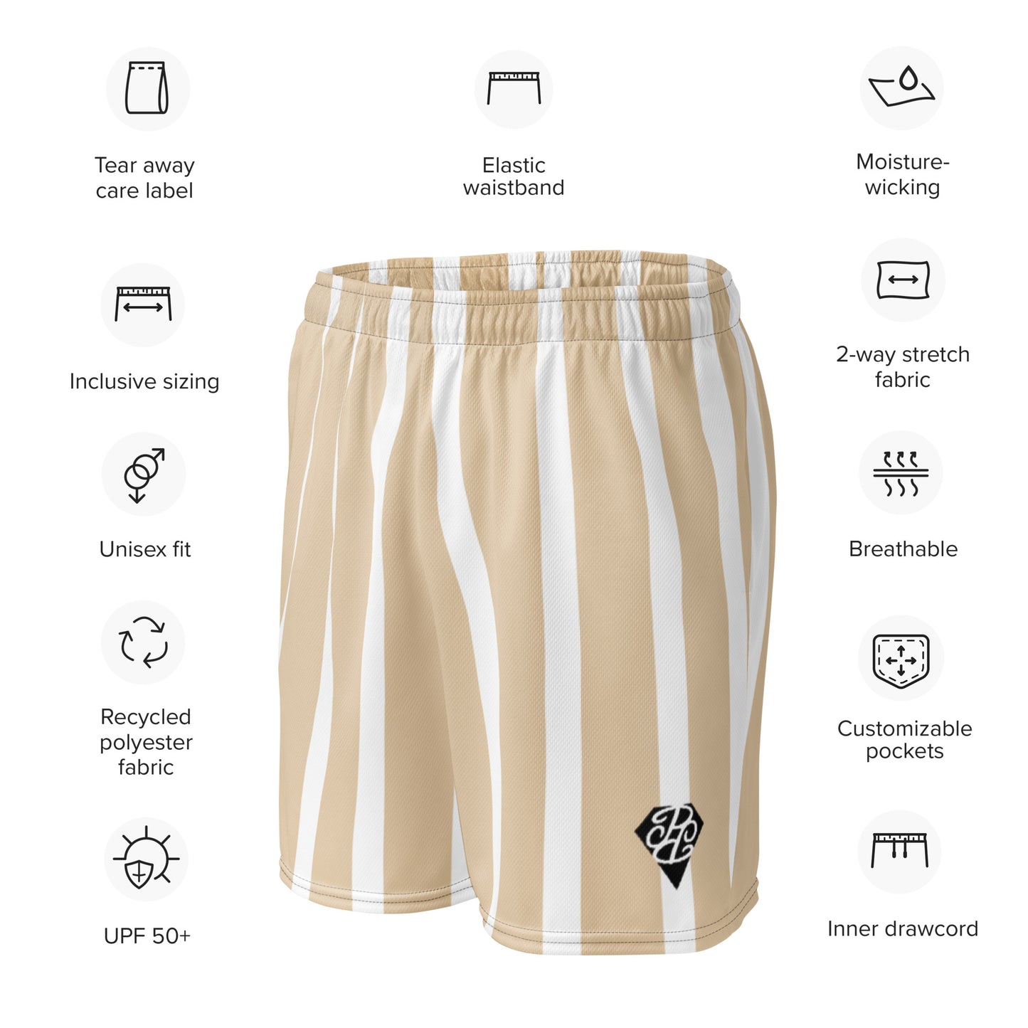 Phallacy Striped Designer Unisex Mesh Shorts